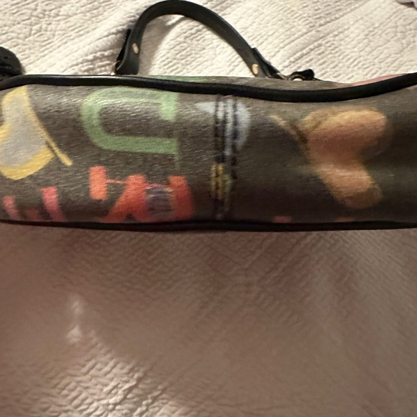 Dooney & Bourke Doodle Graffiti Baguette Bag Small Y2K Monogram Rainbow