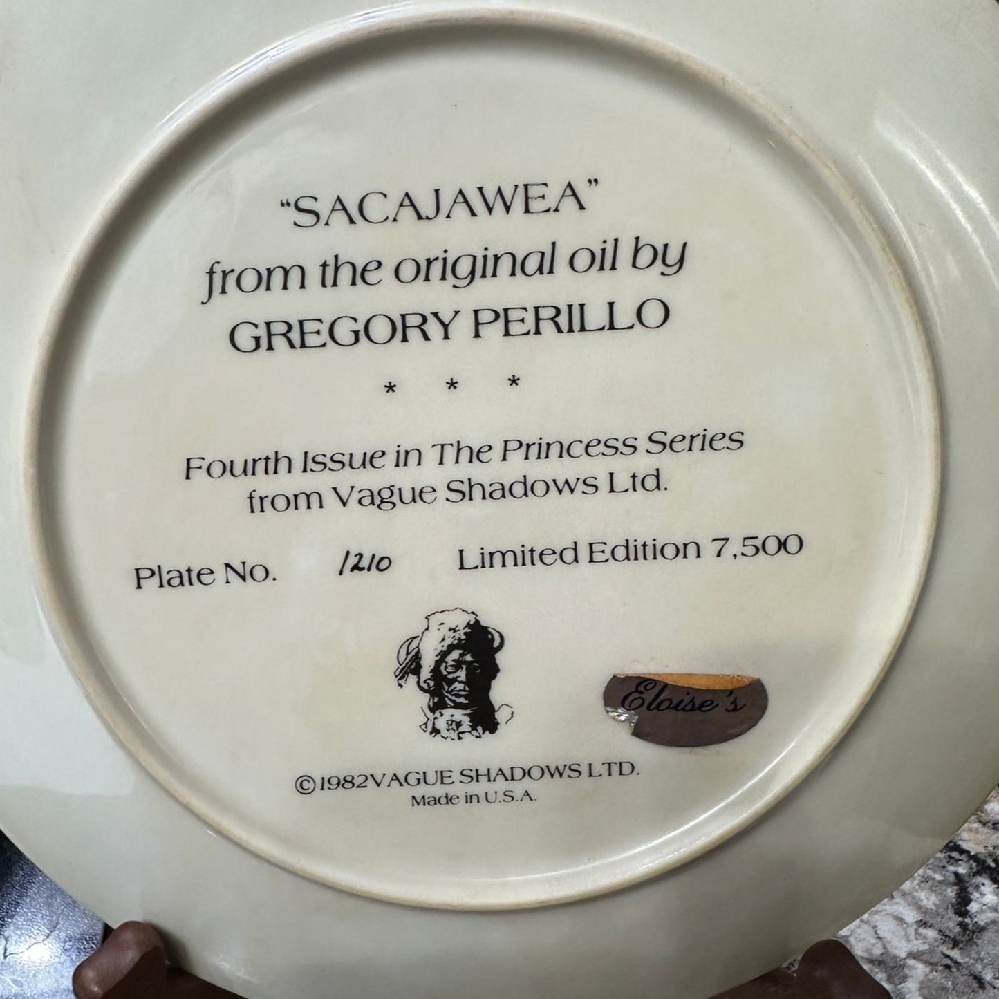 Sacajawea" Limited Edition Plate Gregory Pirello artist.