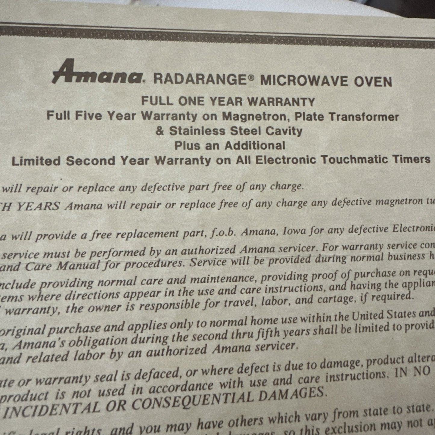 Introduction to Cooking with the Amana Radarange Microwave Oven Cookbook 1980