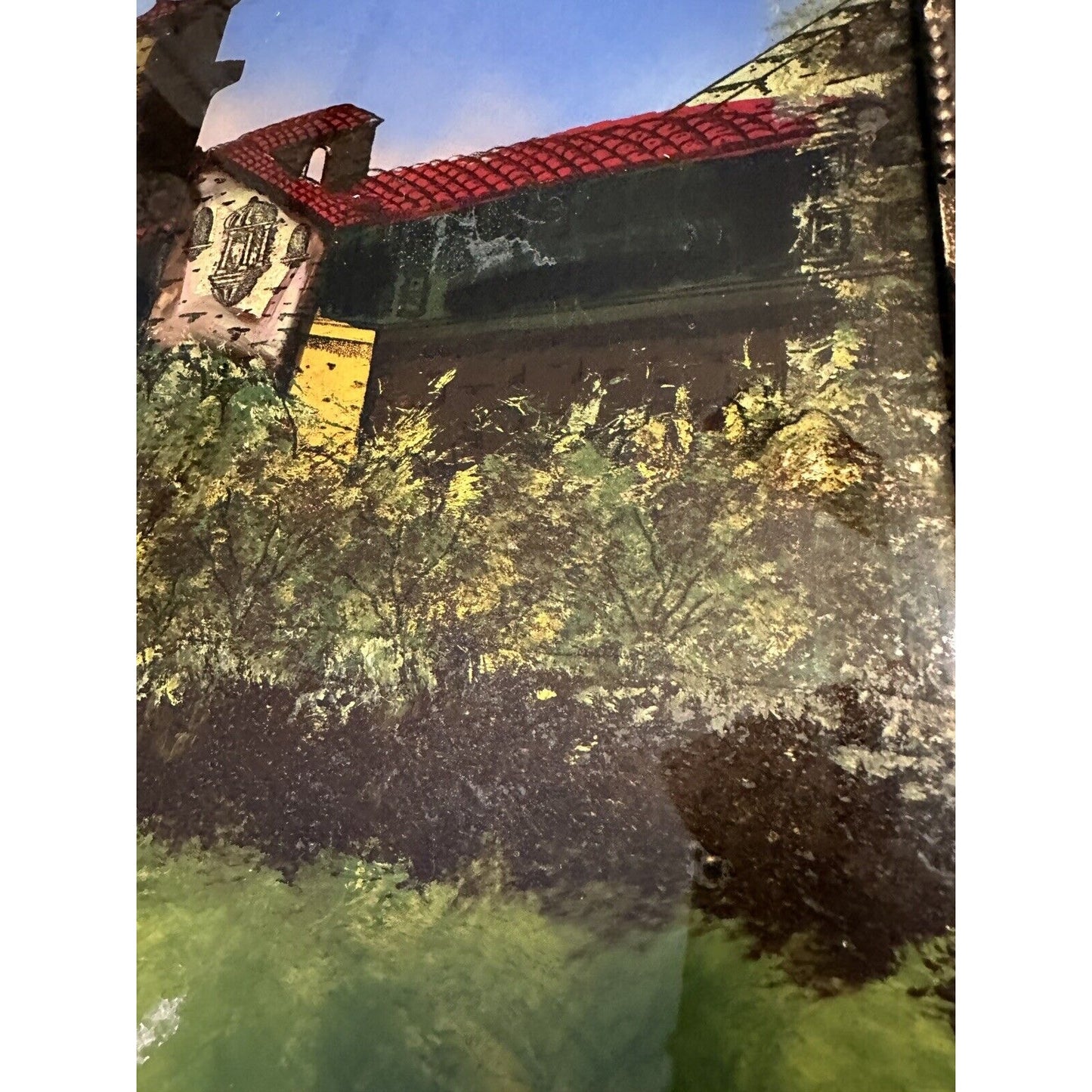Heidelberg Castle ~ Antique Reverse Glass Painting ~ Germany ~