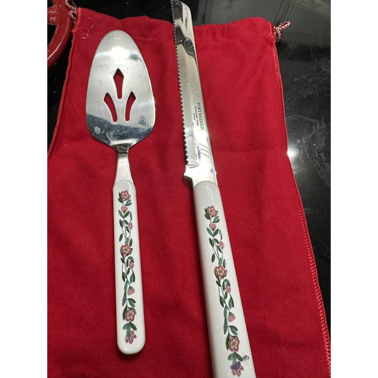 Portmeirion Botanic Garden Stainless Bread Knife & Cheese knife Porcelain Handle