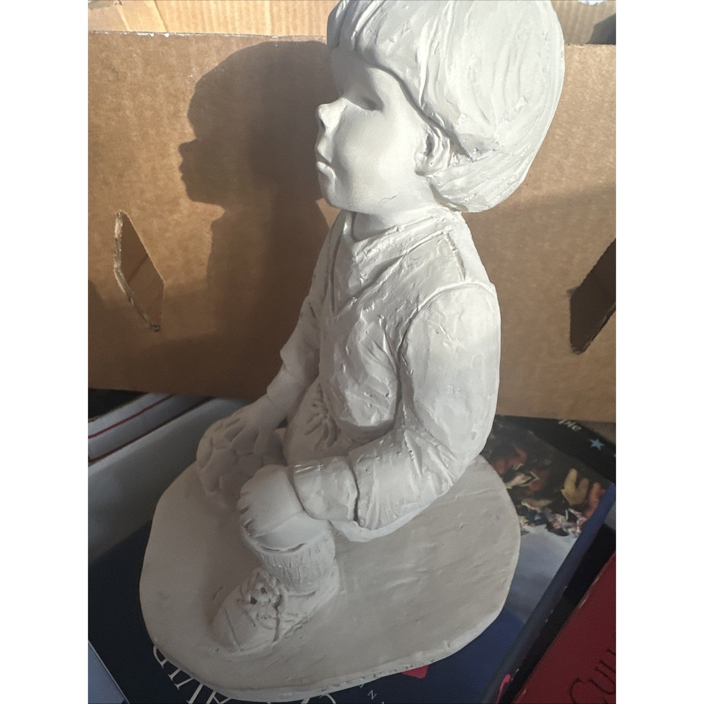 Vintage Sculpture Dee Crowley Boy With Soccer Ball. Rare