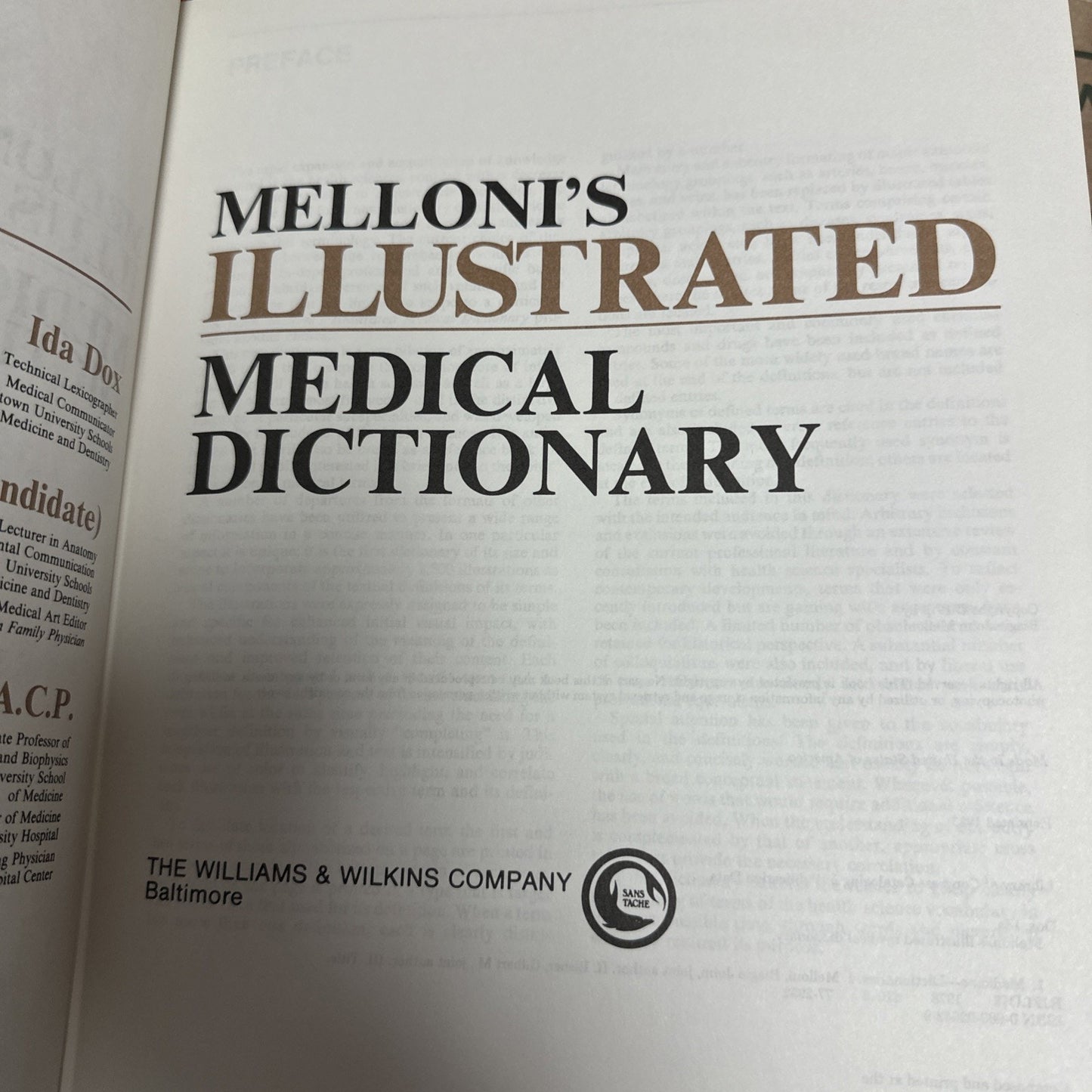 Melloni's Illustrated Medical Dictionary Dox Melloni Eisne 1979 Hardcover Book