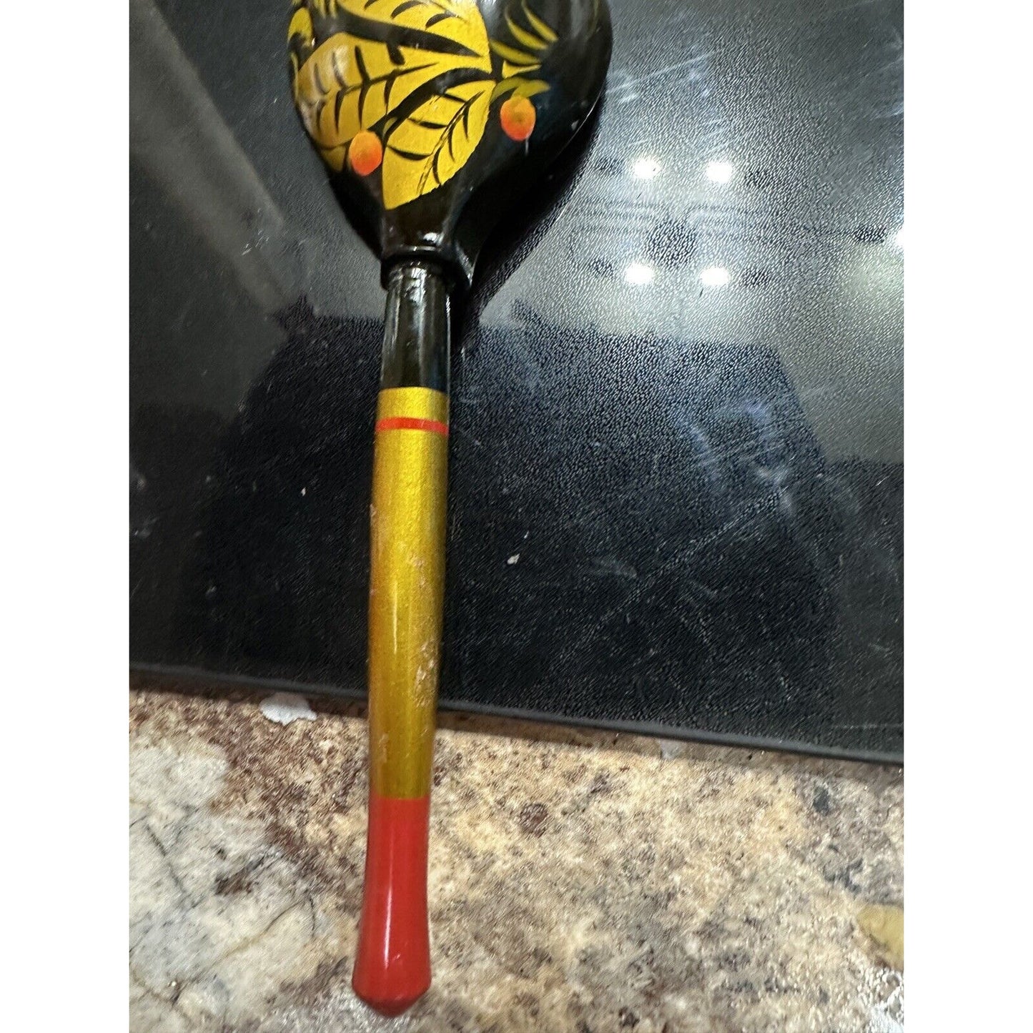 Russian Spoon Wooden Traditional Khokhloma Strawberry Hohloma Artwork 7.5"