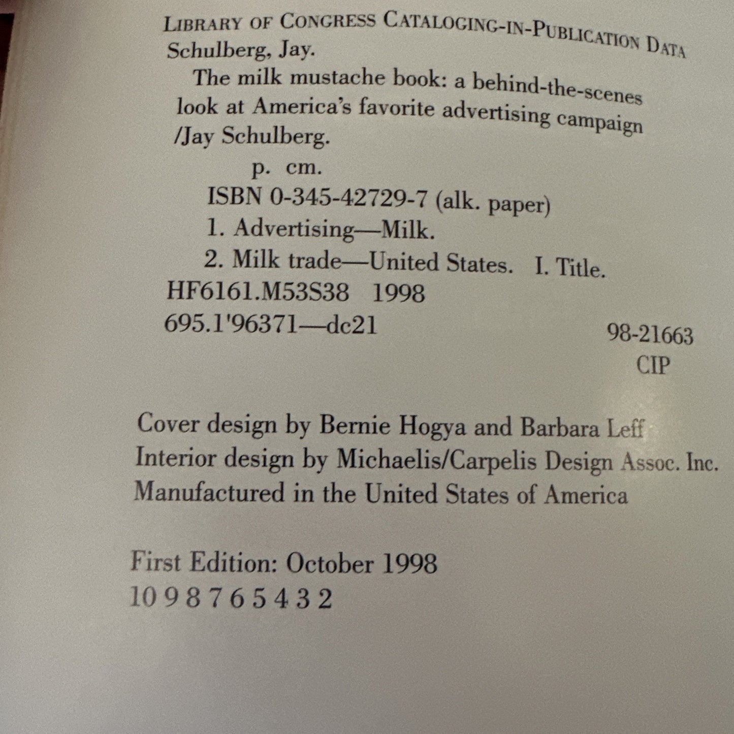 The Milk Mustache Book Jay Schulberg 1998 Behind the Scenes Look At Americas Fav