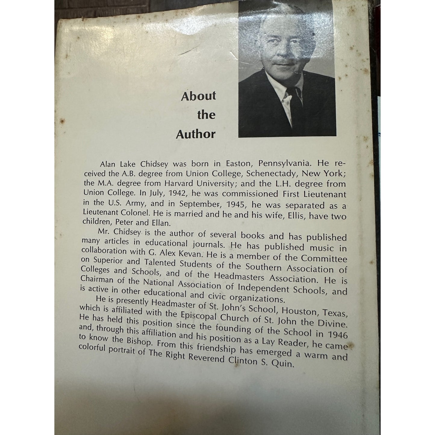 The Bishop, A Portrait of the Right Reverend Clinton S. Quin (Hardback-) First Edition