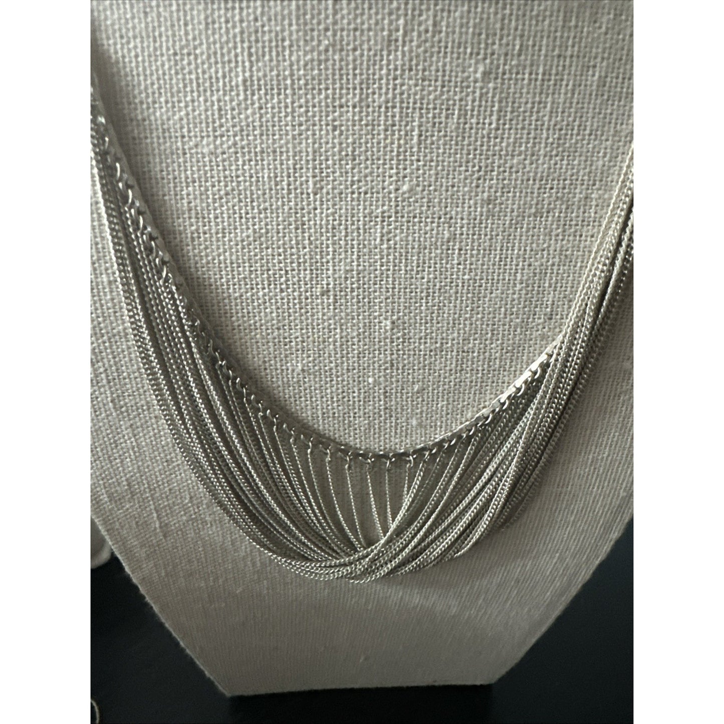Vtg 925 Sterling Silver Multi Strand Chain Bib Necklace 27.5G