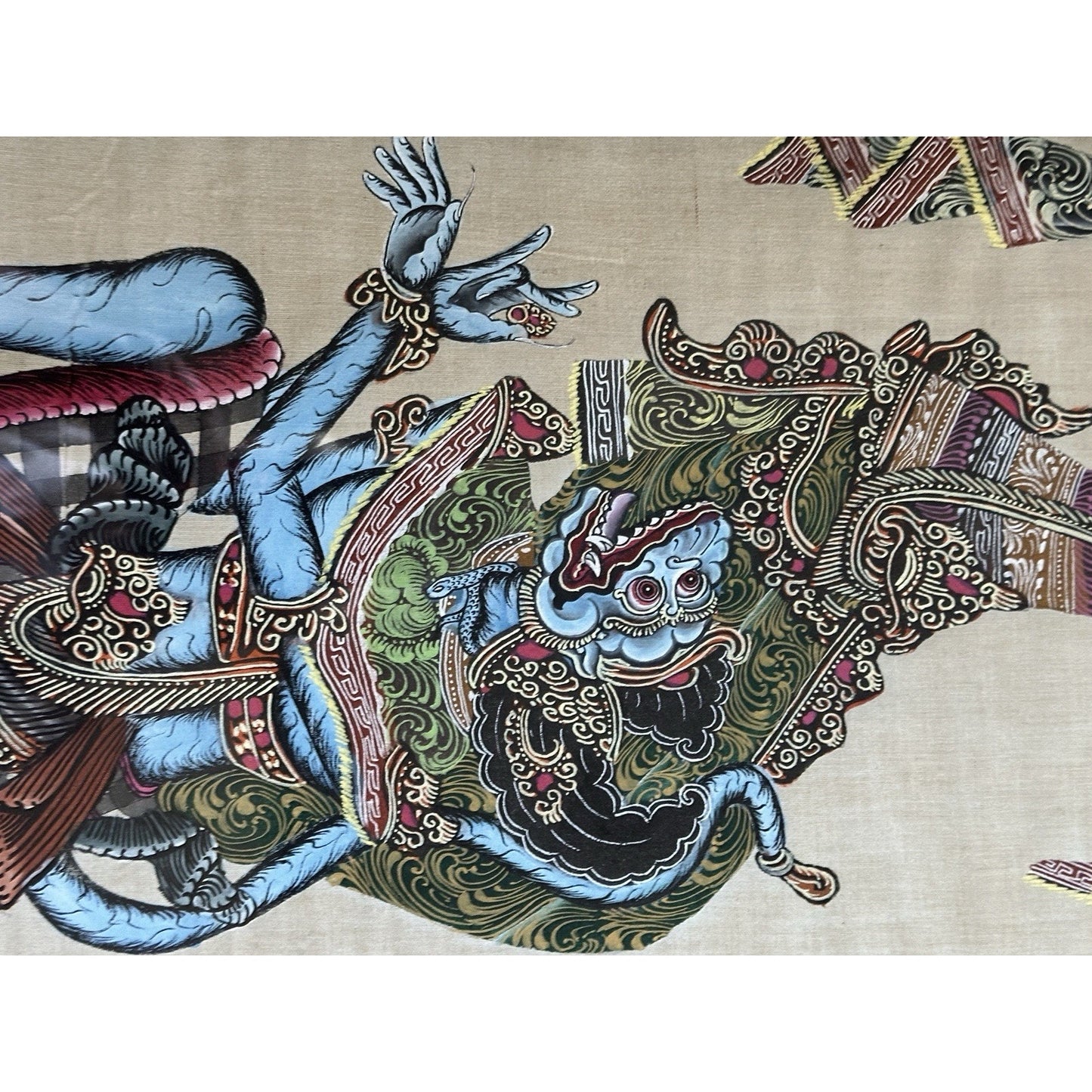 Framed vintage Balinese painting on rice paper Signed DW MD Raka Batuan Bali