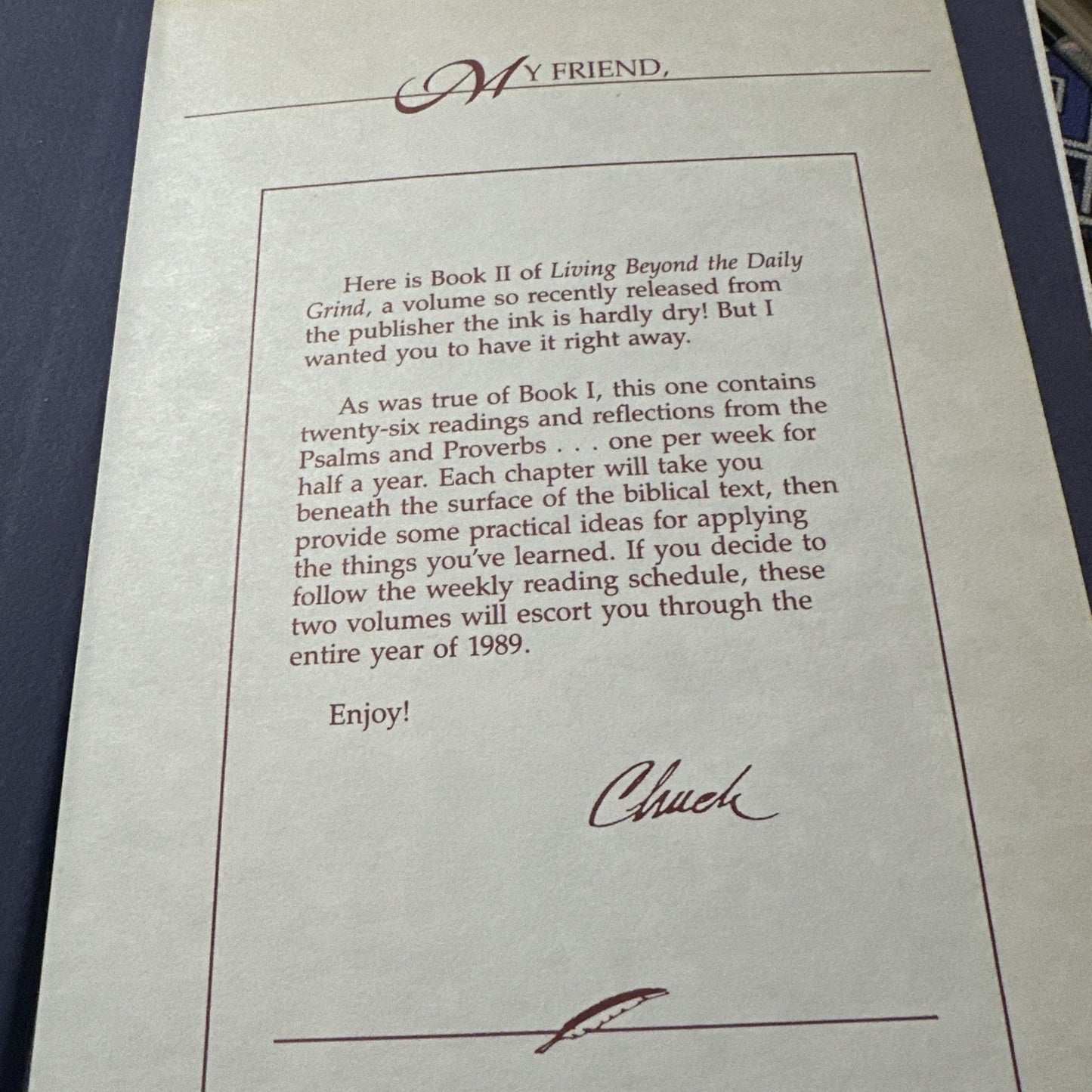 Living Beyond the Daily Grind Book 2 By: Charles R. Swindoll (1988)