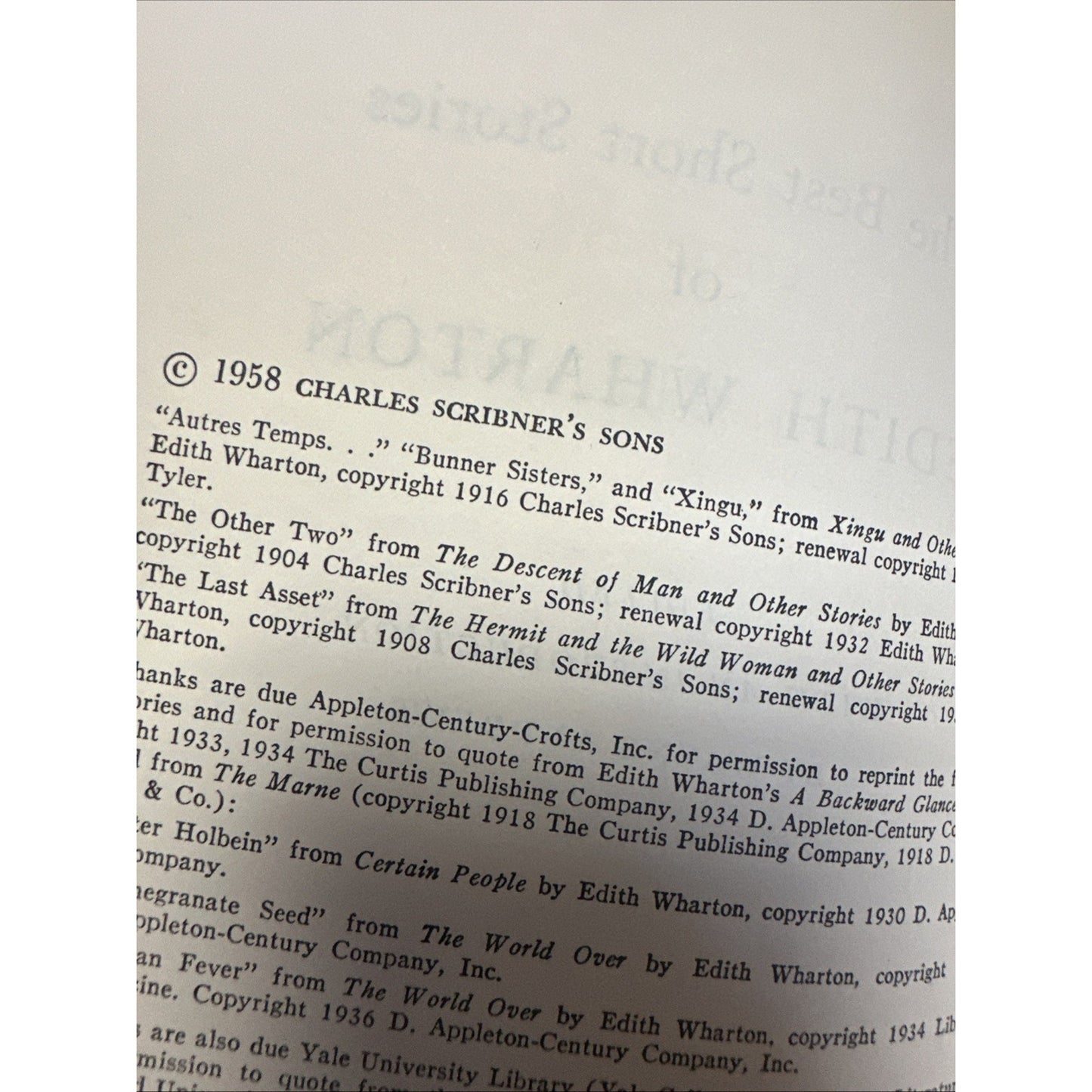 The Best Short Stories of Edith Wharton 1958 Edited by Wayne Andrews