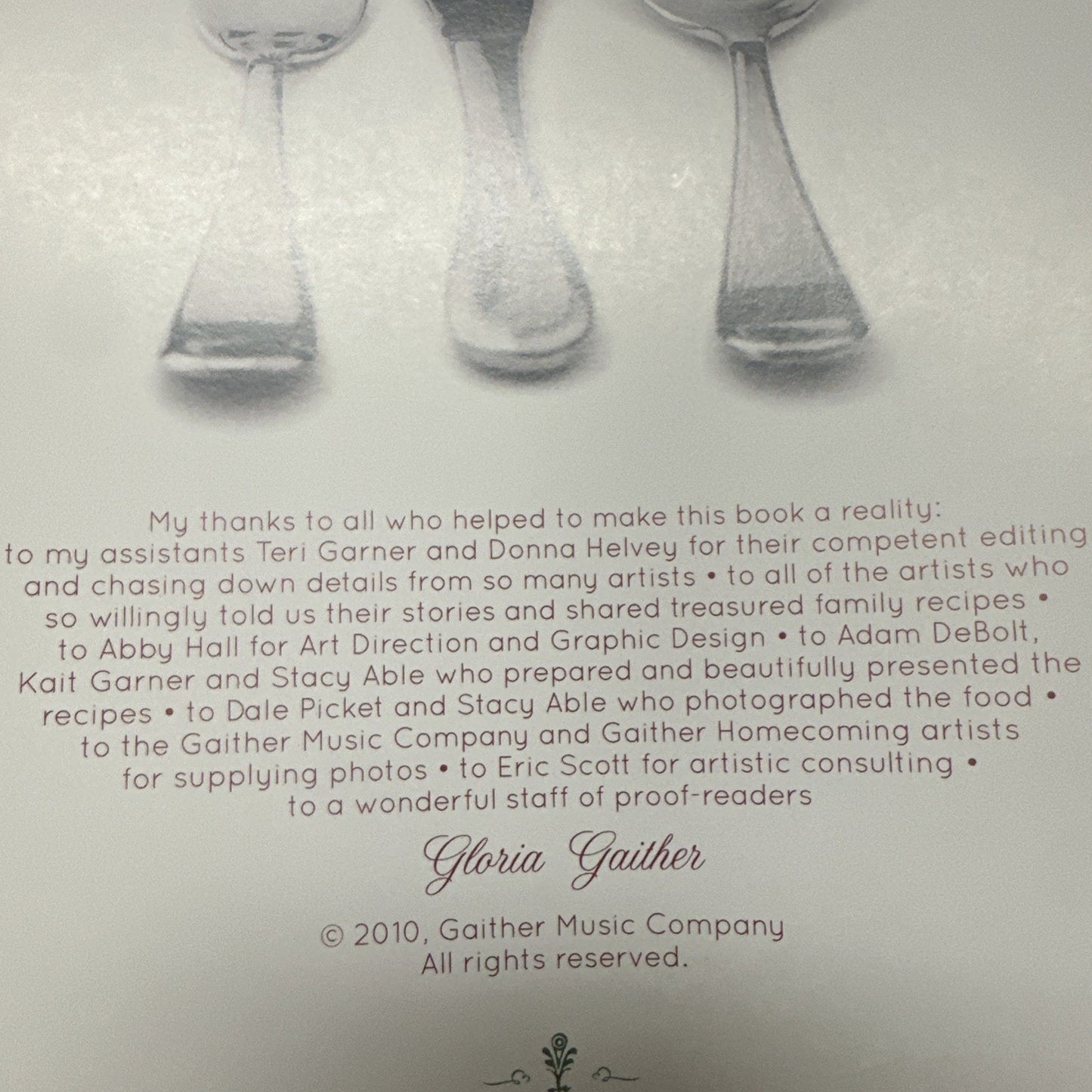 Homecoming Cookbook with Gloria Gaither 2010 Spiral Paperback EUC