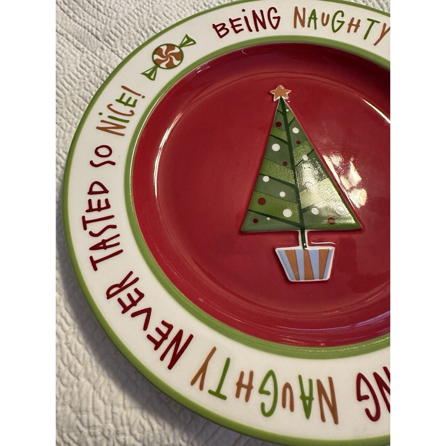 Holiday 12" Ceramic Plate / Platter NAUGHTY BUT NICE by Russ Berrie
