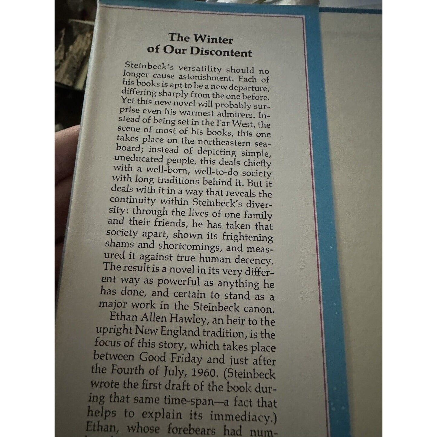 The Winter of Our Discontent by John Steinbeck 1st Edition Vintage HC/DJ 1961