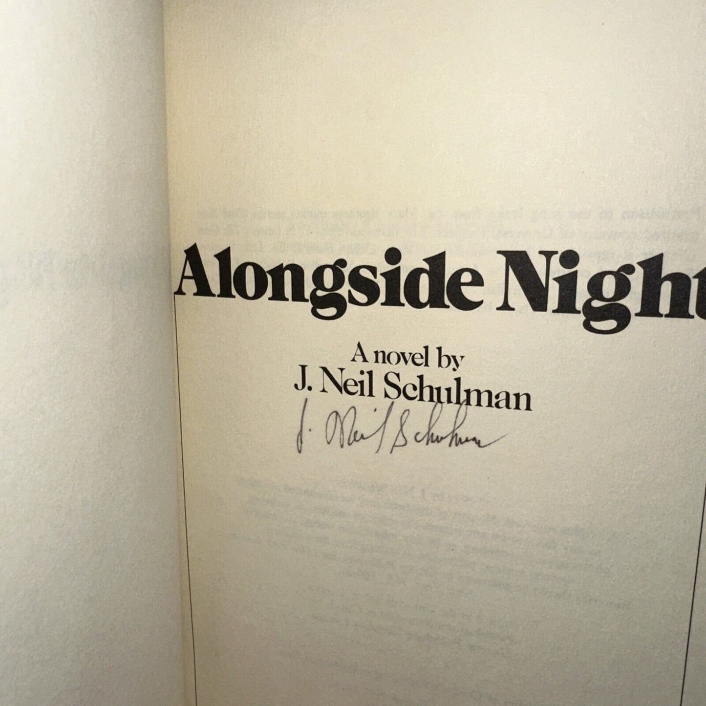 Alongside Night SIGNED J Neil Schulman Rare Inscribed Mystery Science Fiction
