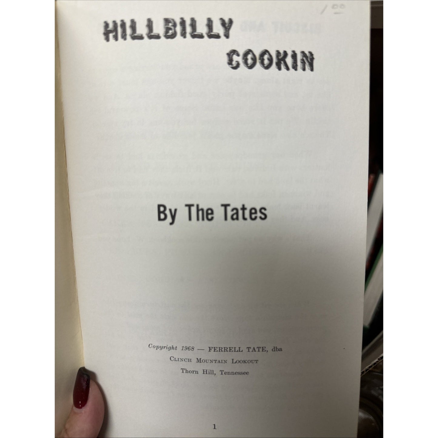 Hillbilly Cookin Mountaineer Style 1968 By The Tates Vintage Cookbook