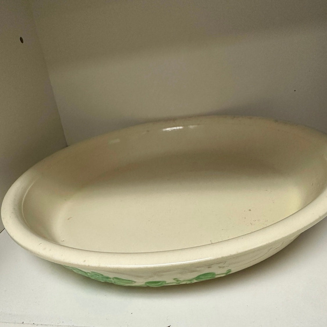 Homer Laughlin OvenServe Pie Plate 9" Daisy Chain Green Leaves Flowers