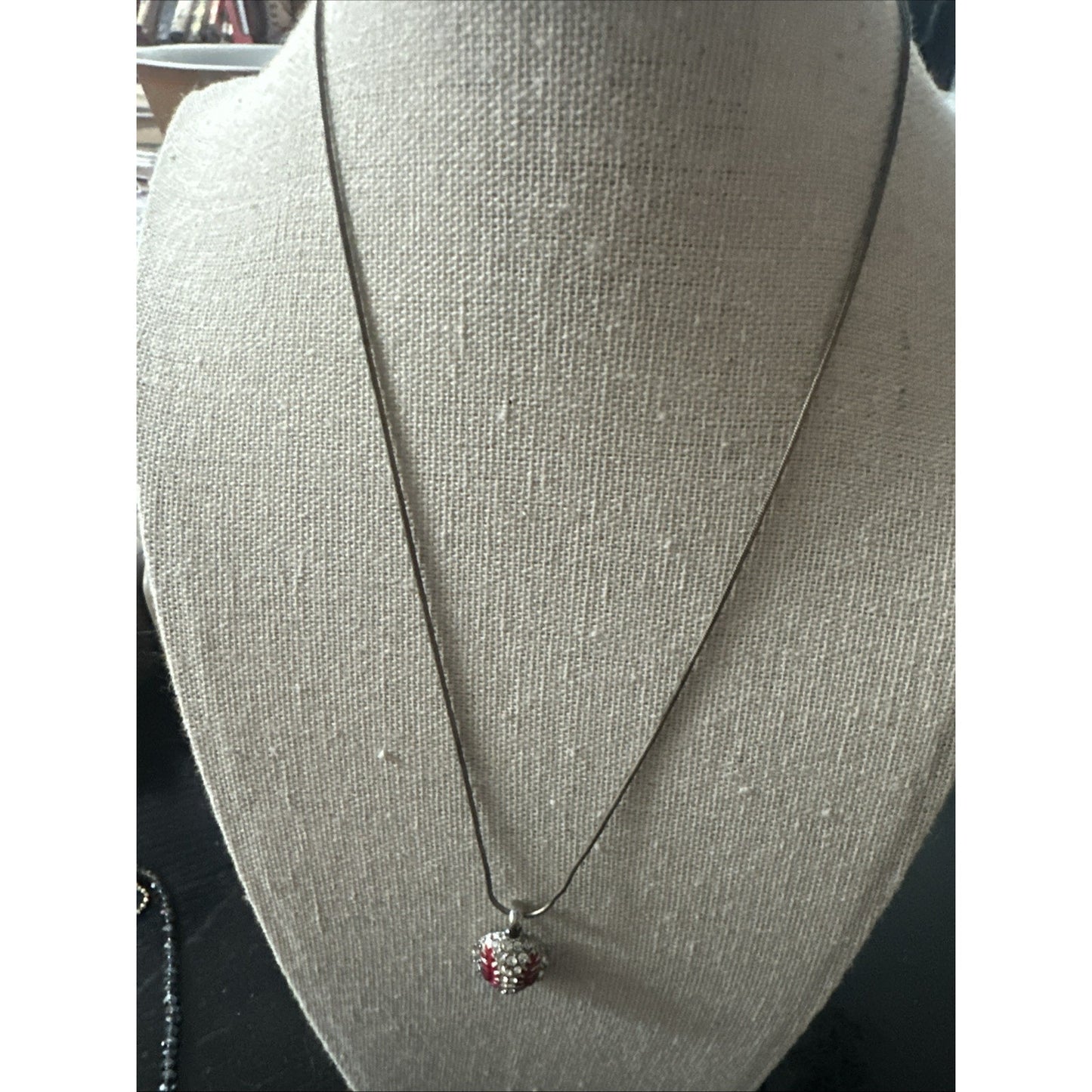 Stunning Sterling Silver 925 Necklace With Cz Softball Pendant Necklace