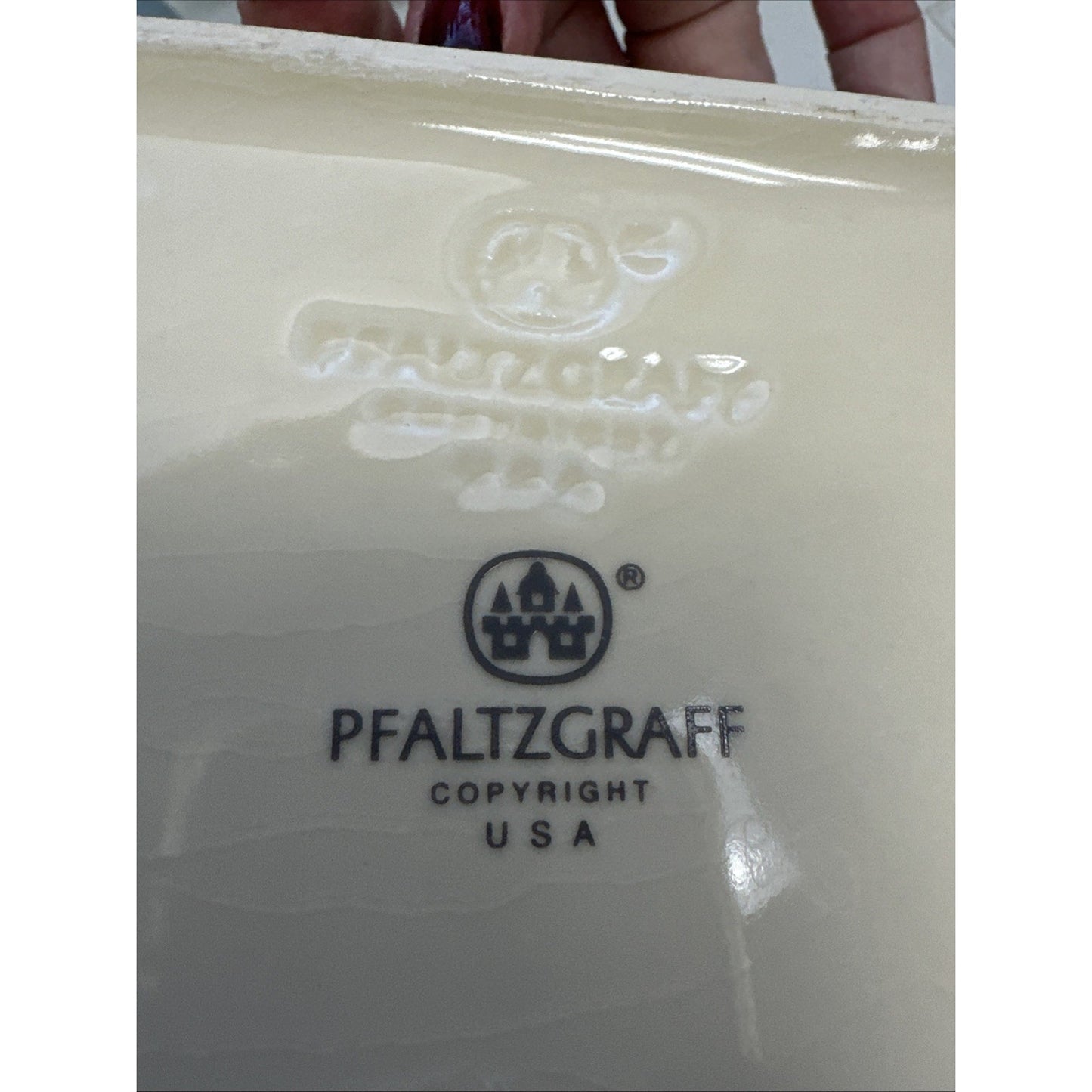 Pfatlzgraff "GARDEN PARTY" serving tray 12 1/4"X6 3/8" cream, green, pink & blue