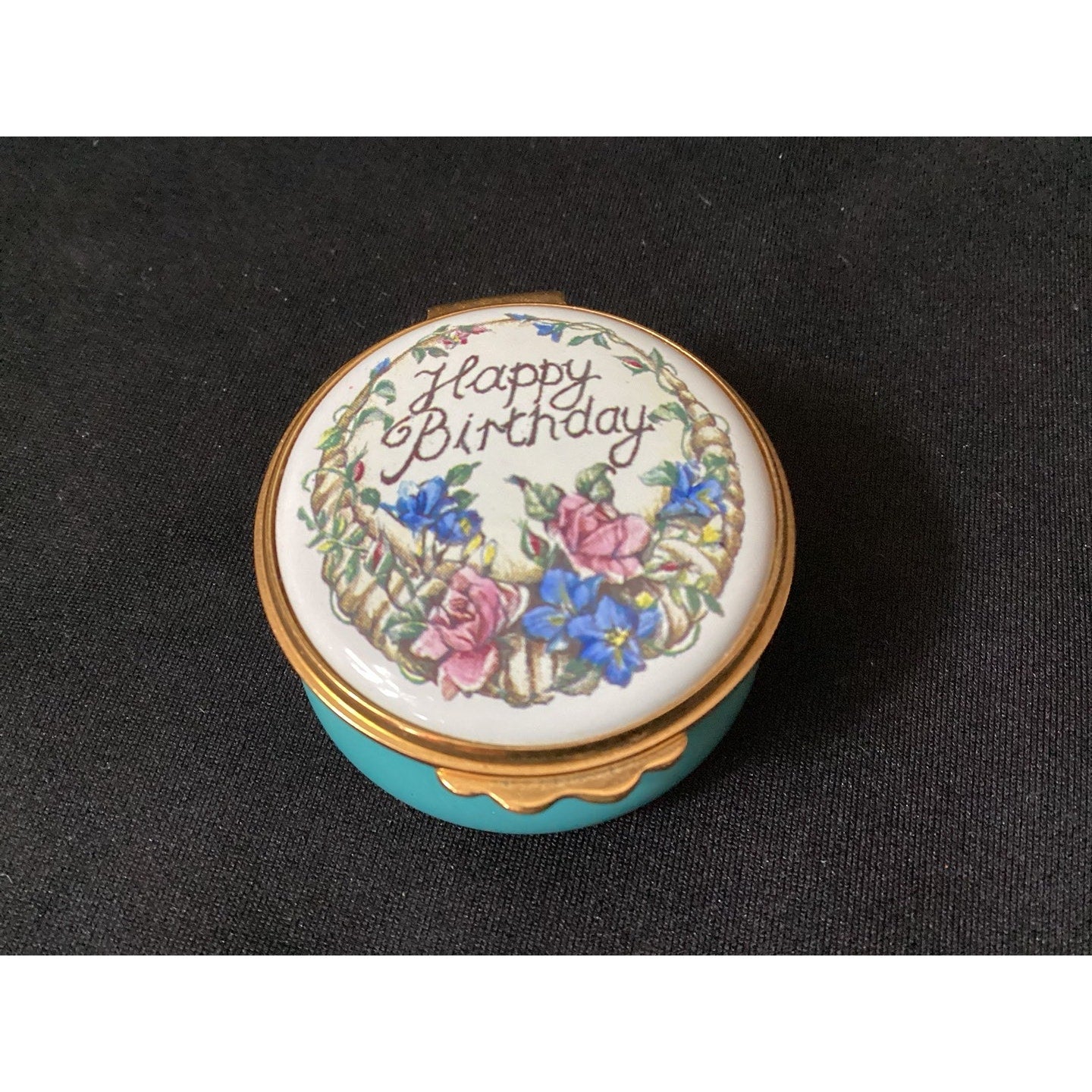 Kingsley Enamel Trinket Box Happy Birthday Worcestershire England in Box