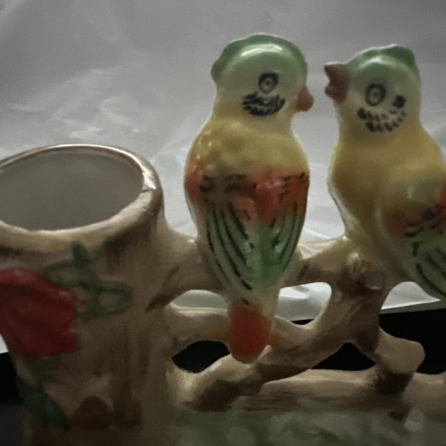 Vtg Japan 3 Birds Bud Vase MCM Colorful Hand Painted Ceramic Figurine Pre-War