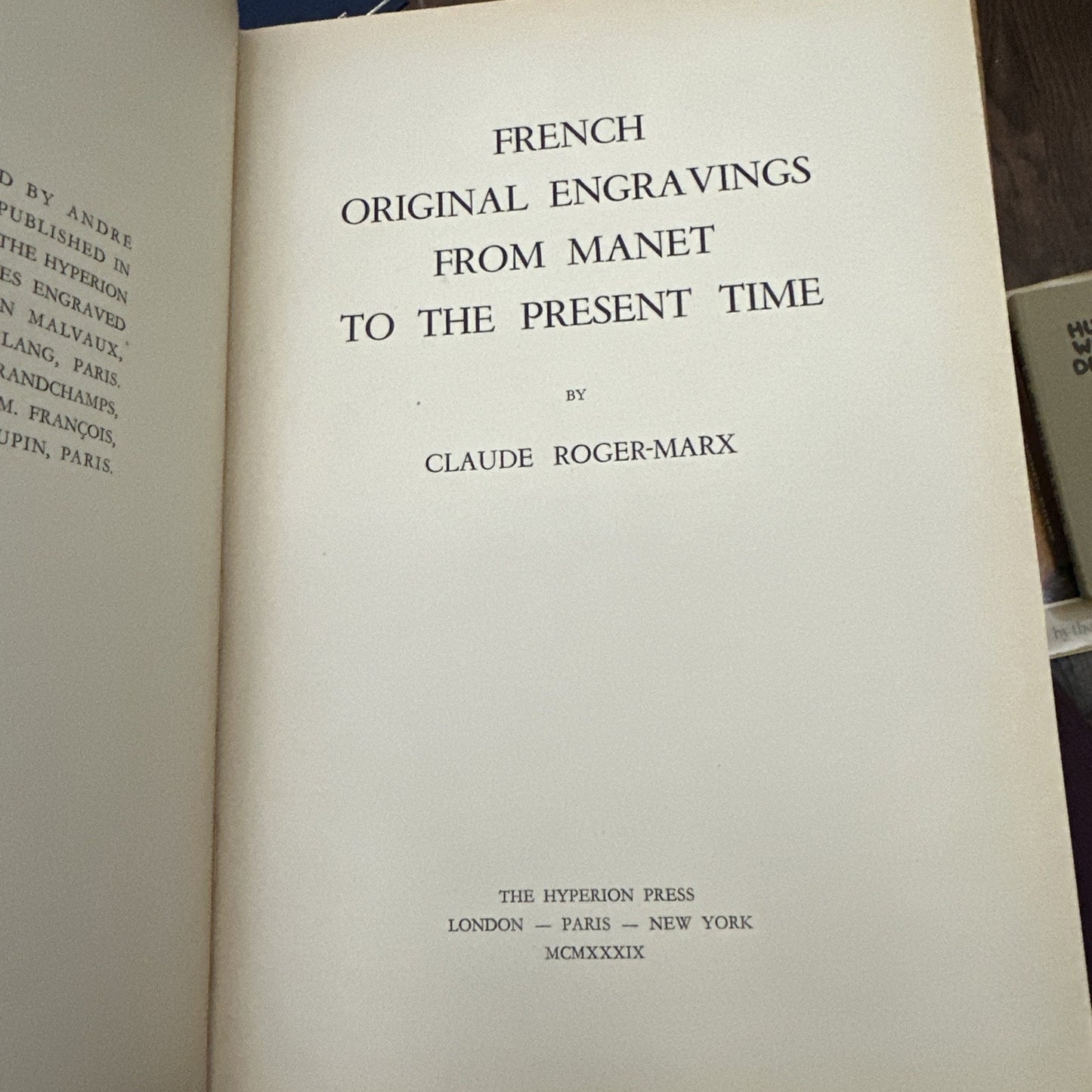 French Original Engravings from Manet to the Present Time; Roger-Marx, Hyperion