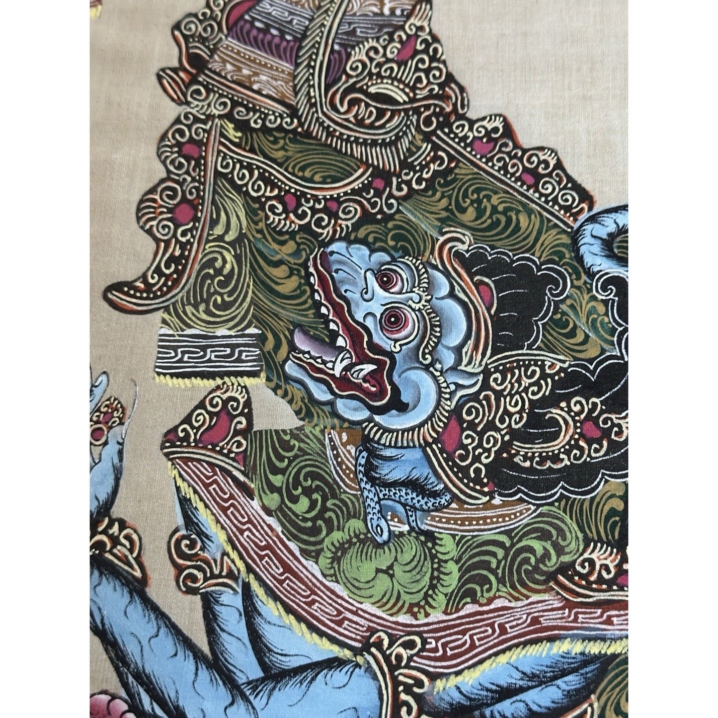 Framed vintage Balinese painting on rice paper Signed DW MD Raka Batuan Bali