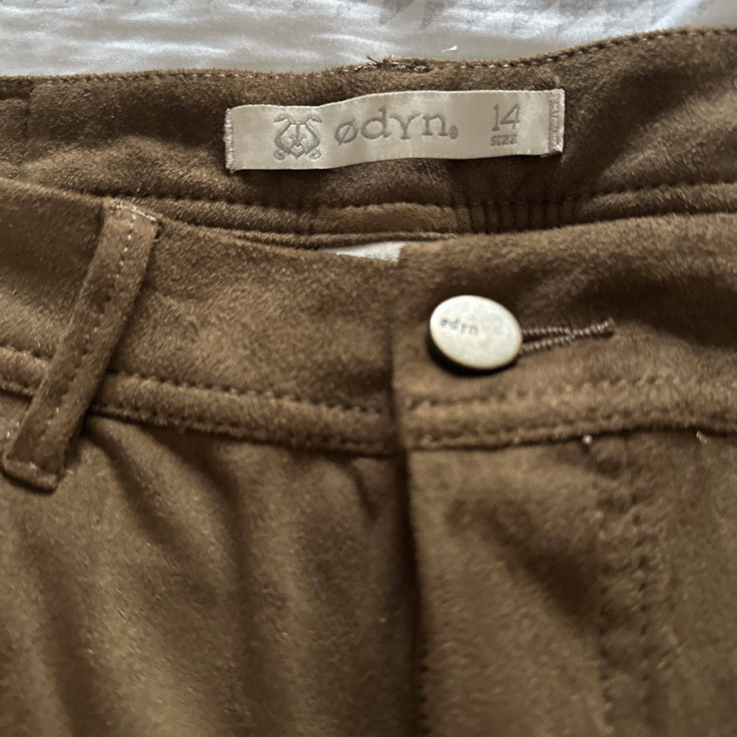 ODYN Womens 14 Brown Soft Velvet Stretchy 5 Pocket Pants