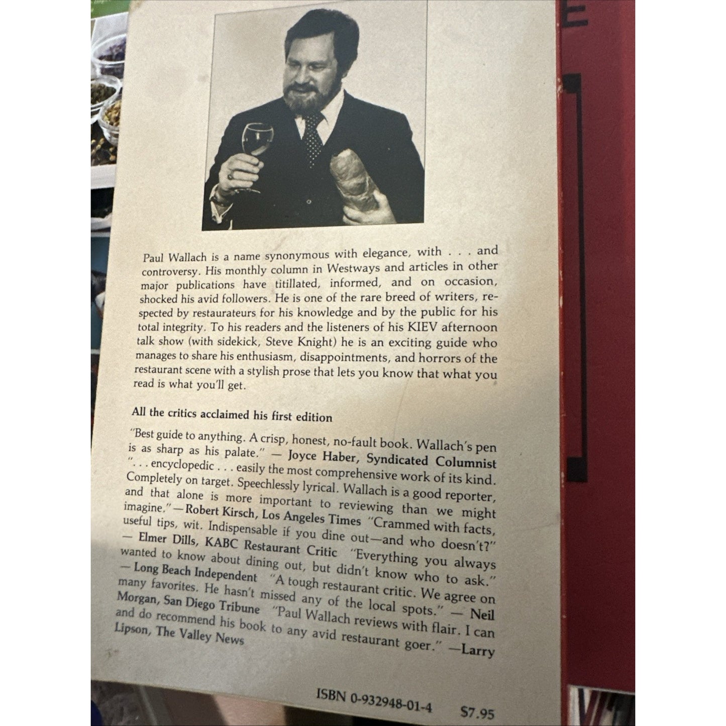 Paul Wallach's Guide to the Restaurants of Southern Cal - First Printing,Signed