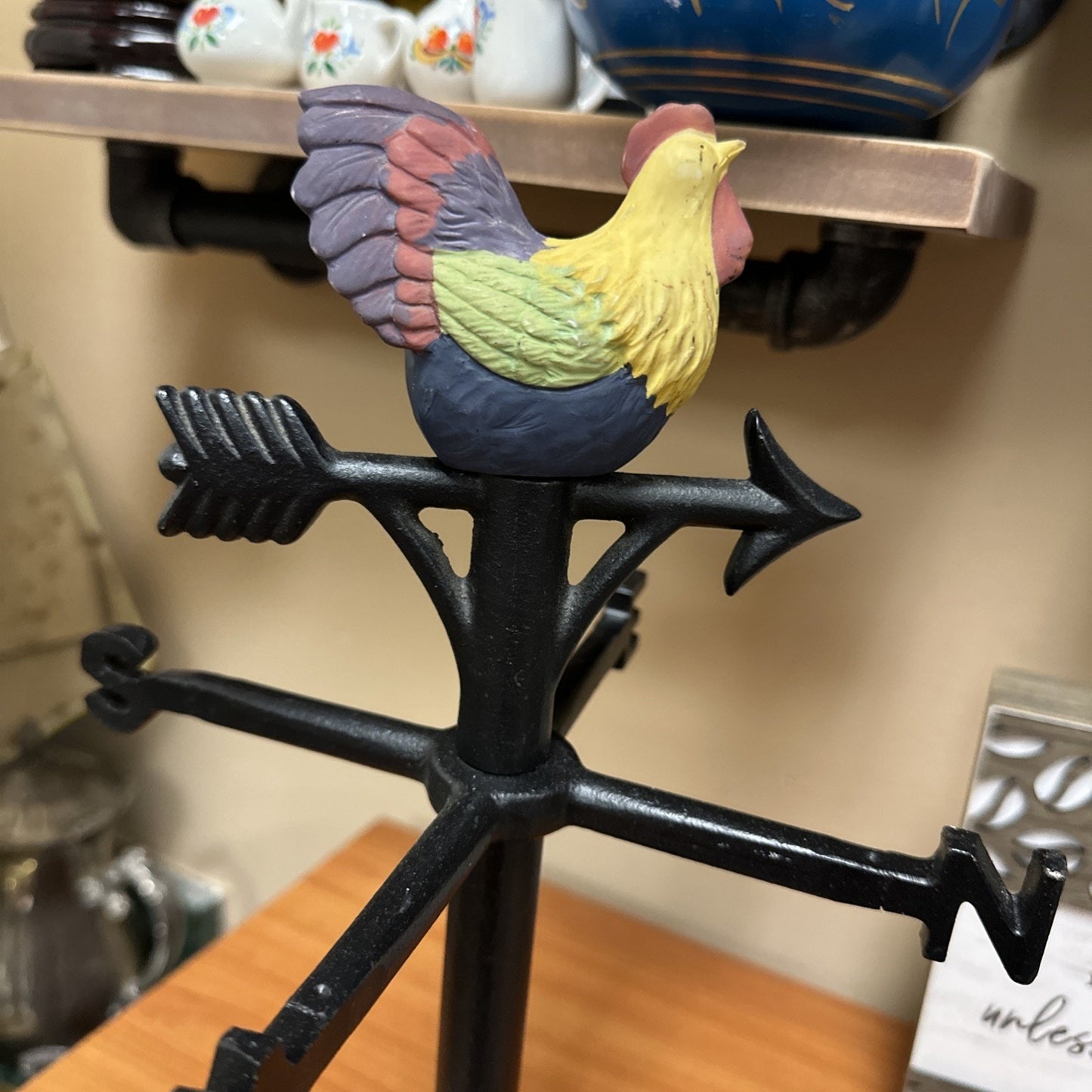Wrought Iron Vintage Hen Weather Vane Mug Holder Tree