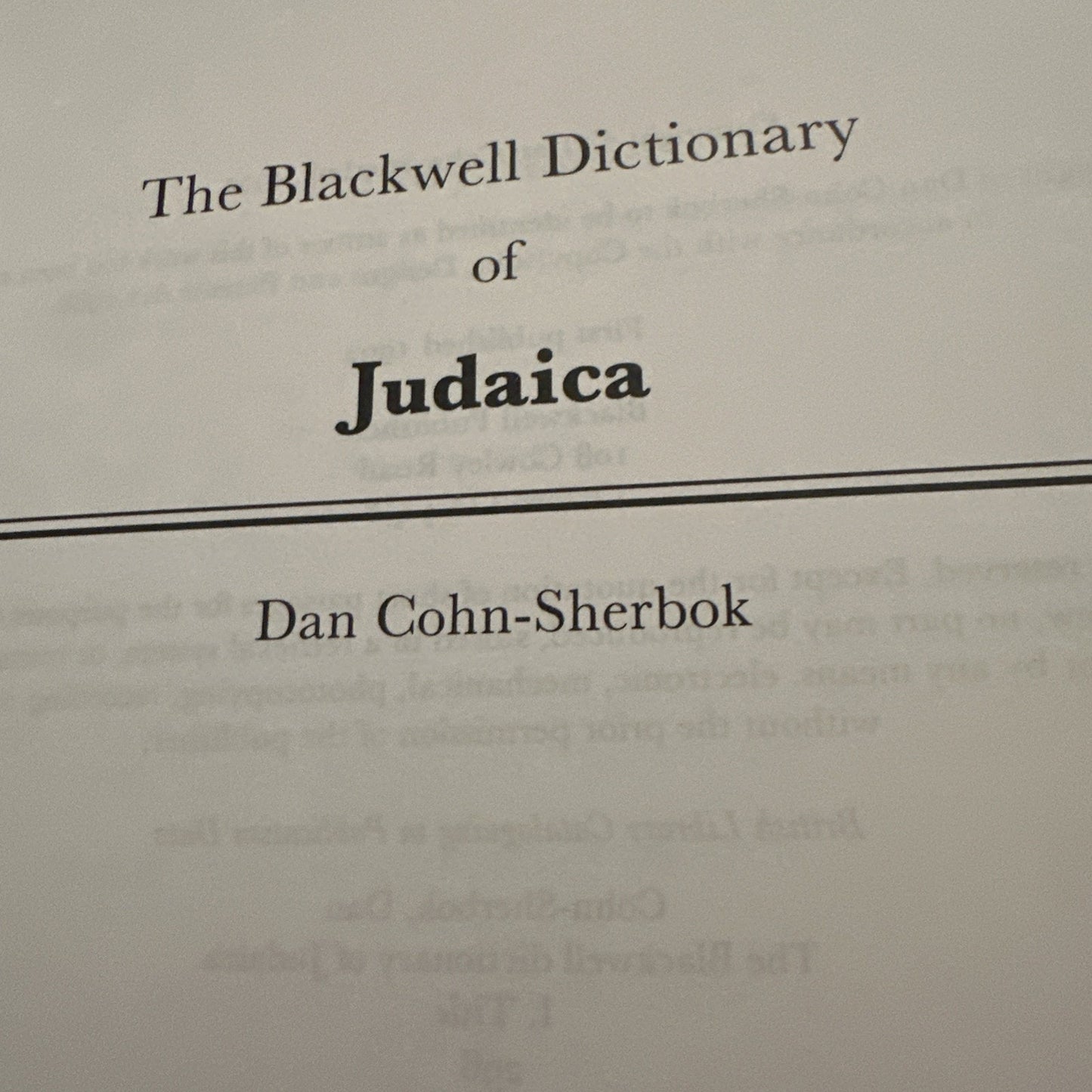 The Blackwell Dictionary of Judaica by Cohn-Sherbok, Dan Paperback / softback