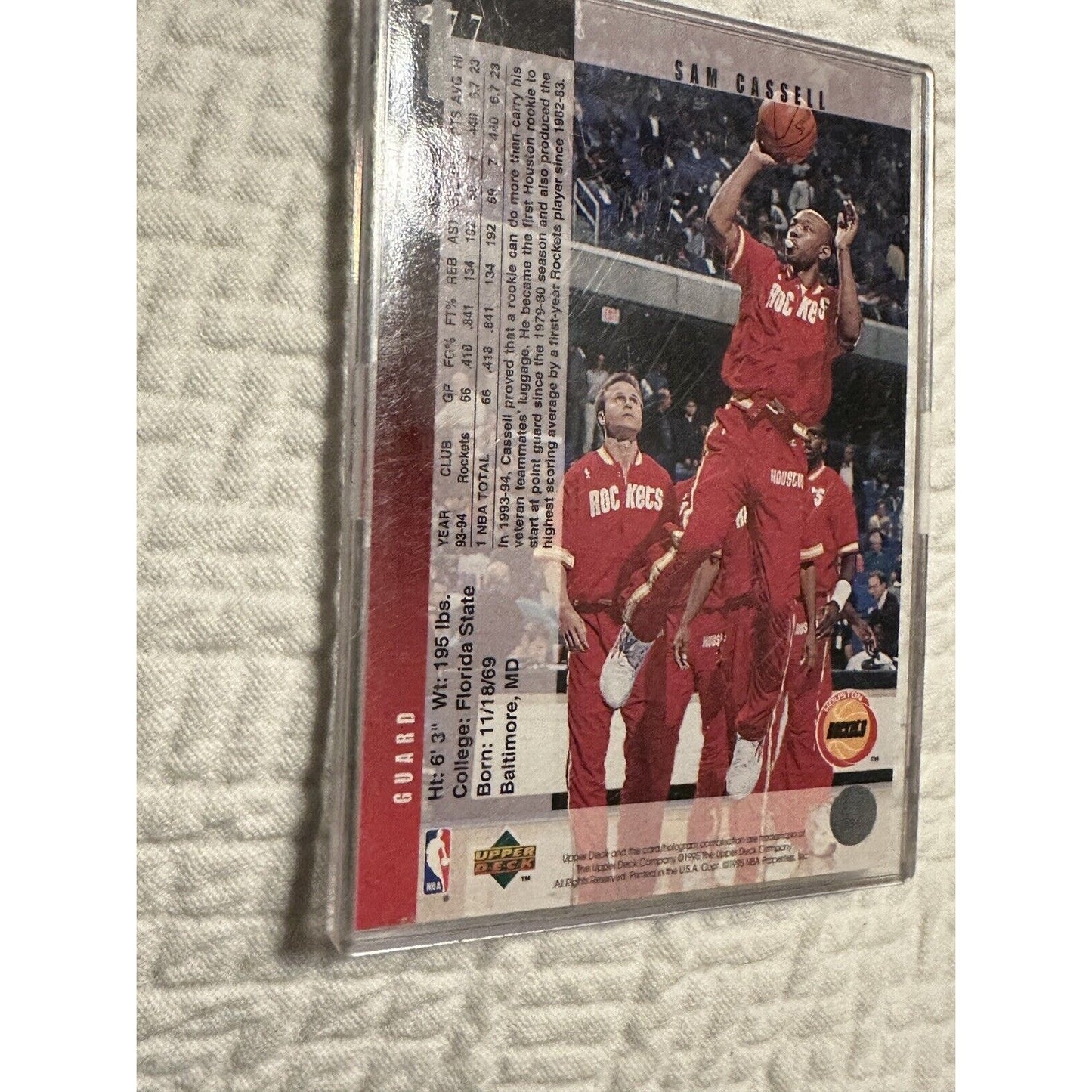 1994-95 Upper Deck Houston Rockets Basketball Card Sam Cassell Signed