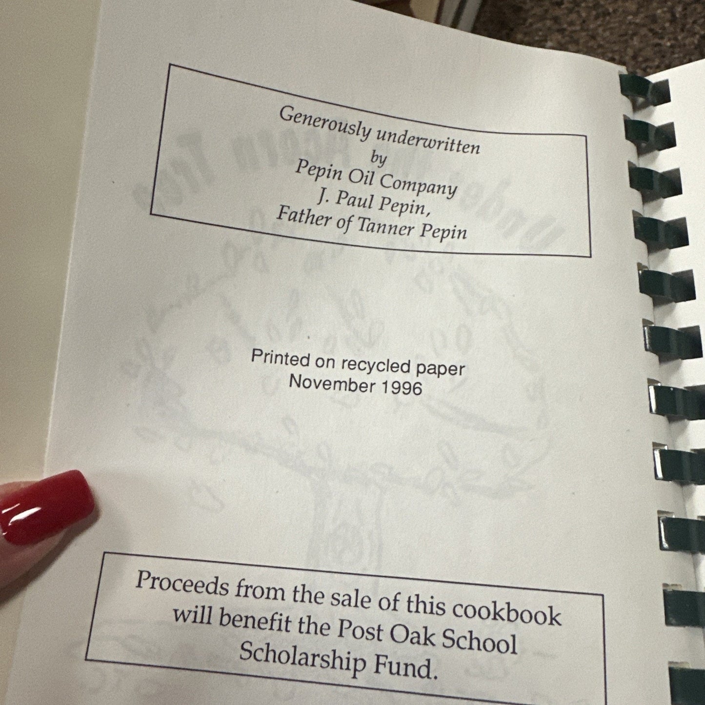 Post Oak School Cookbook 1996 Houston TX Texas