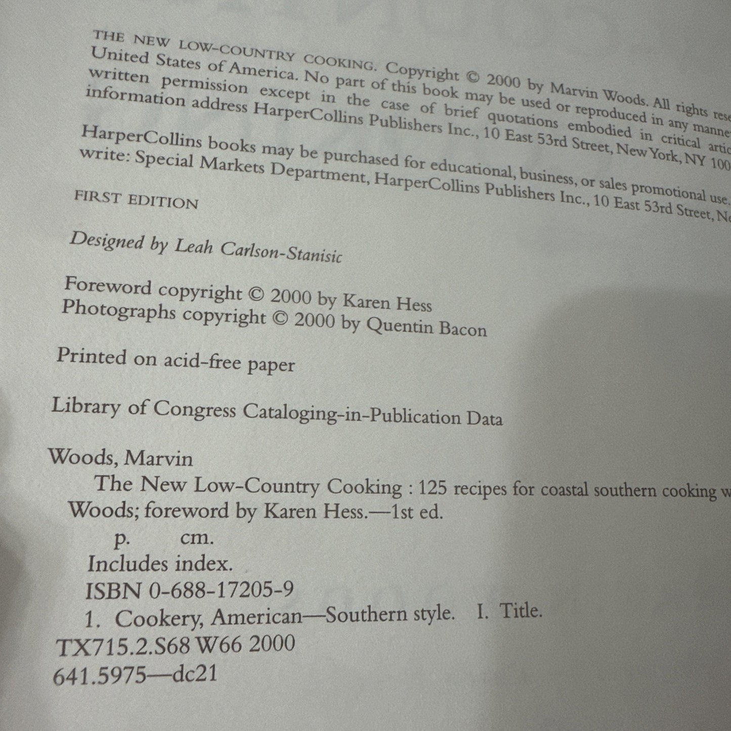 The New Low-Country Cooking 125 Recipes for Coastal Southern Cooking M. Woods