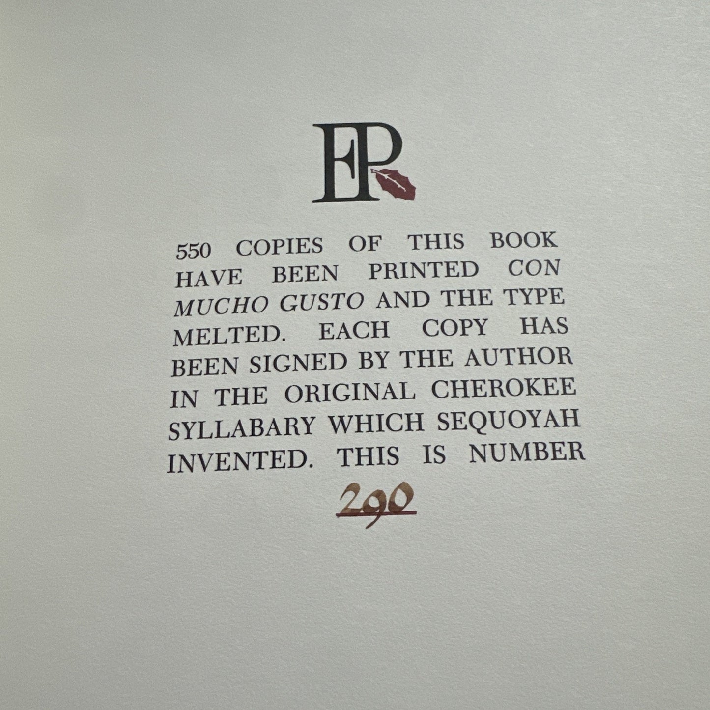 SEQUOYAH OF EARTH AND INTELLECT JACK FREDERICK KILPATRICK SIGNED LTD ED 1965