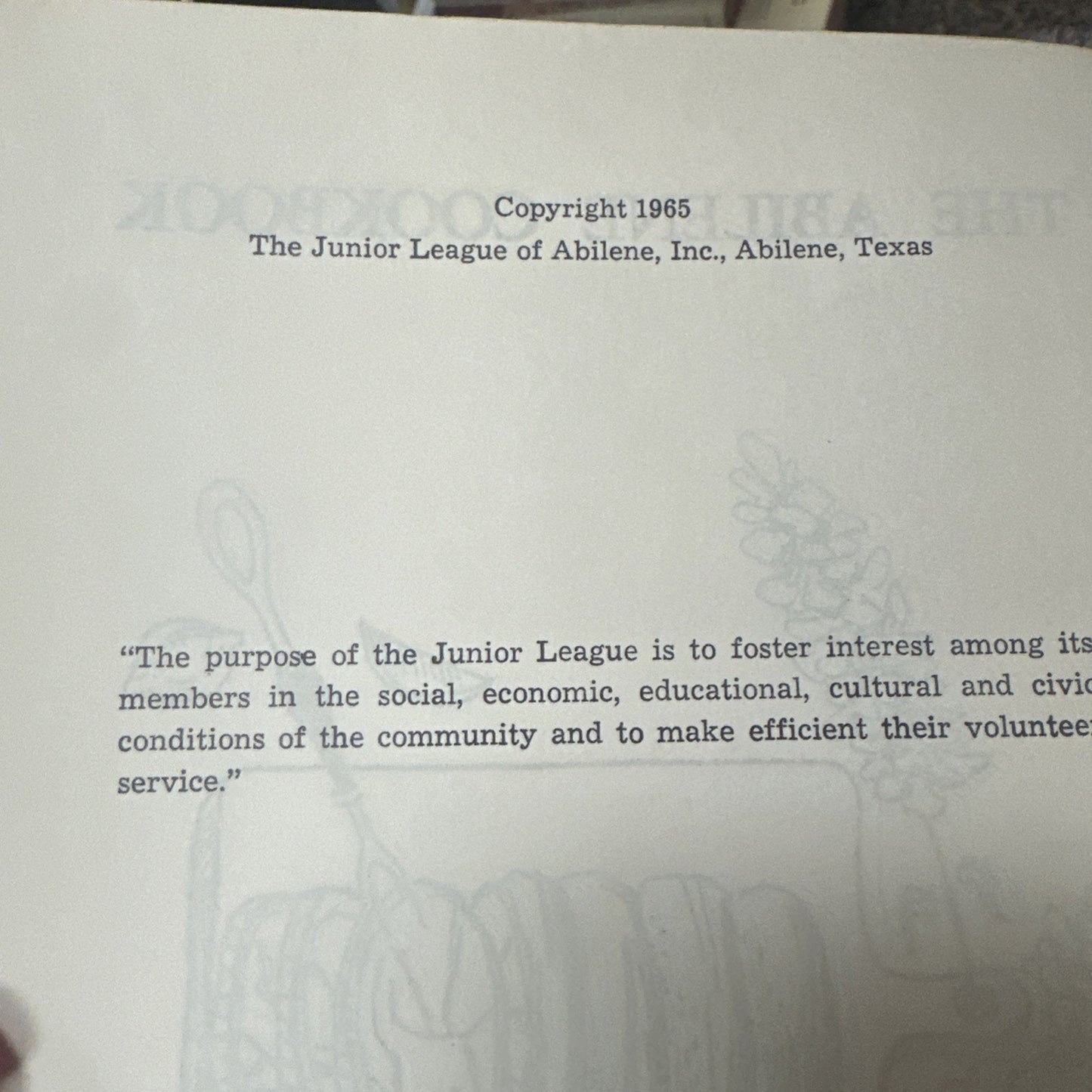 The Abilene Cookbook Texas Spiral Bound 1965 Abilene TX Junior League Vintage