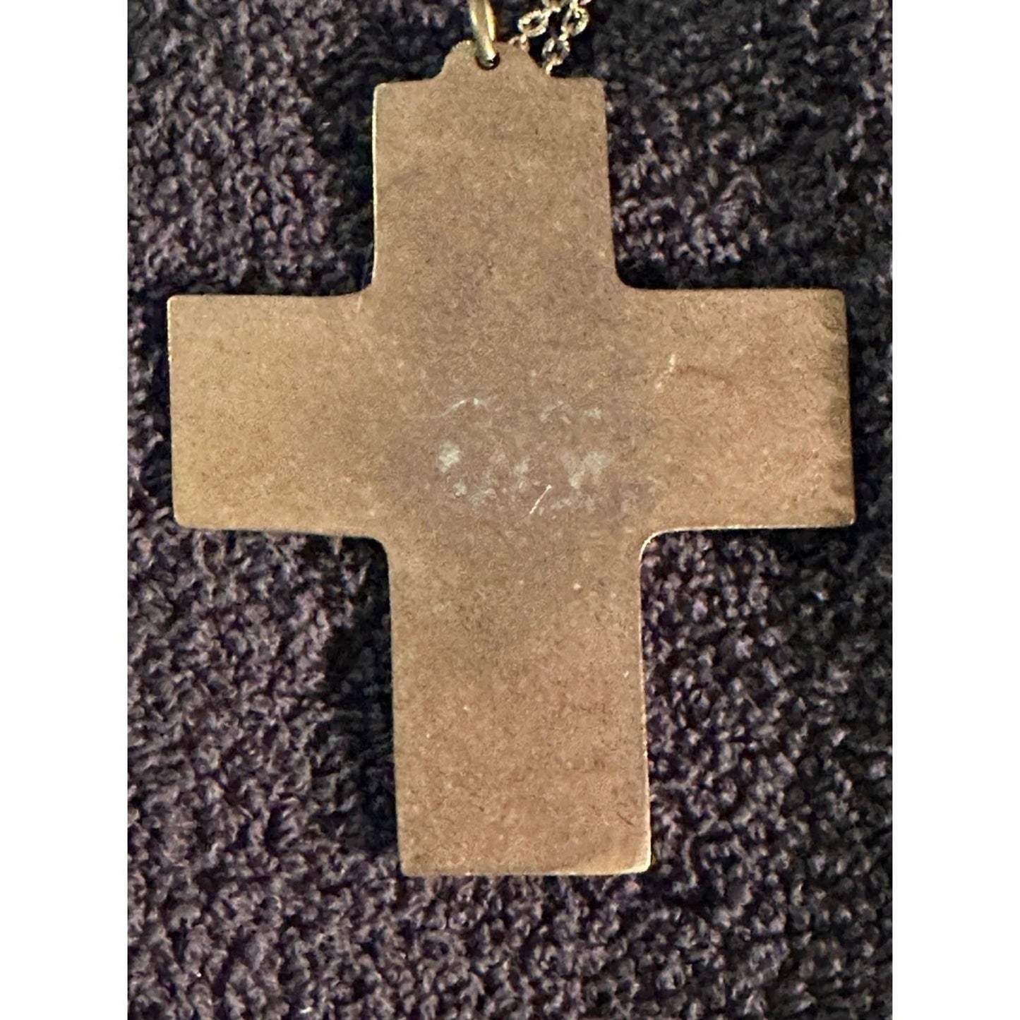 Vintage Mid Century Bronze Crucifix Pendant Necklace Holy Cross