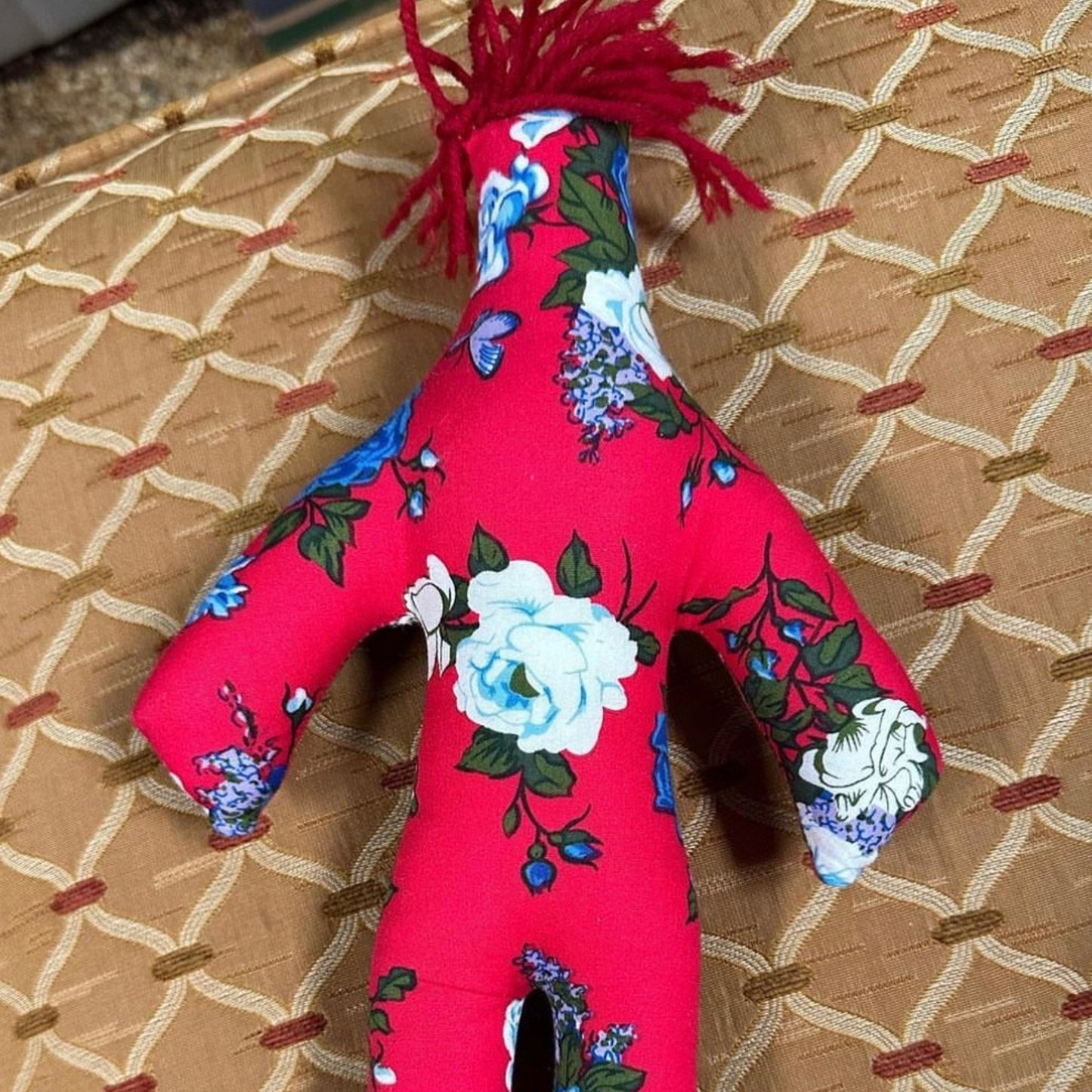 Floral dammit plush doll. 13 inch.
