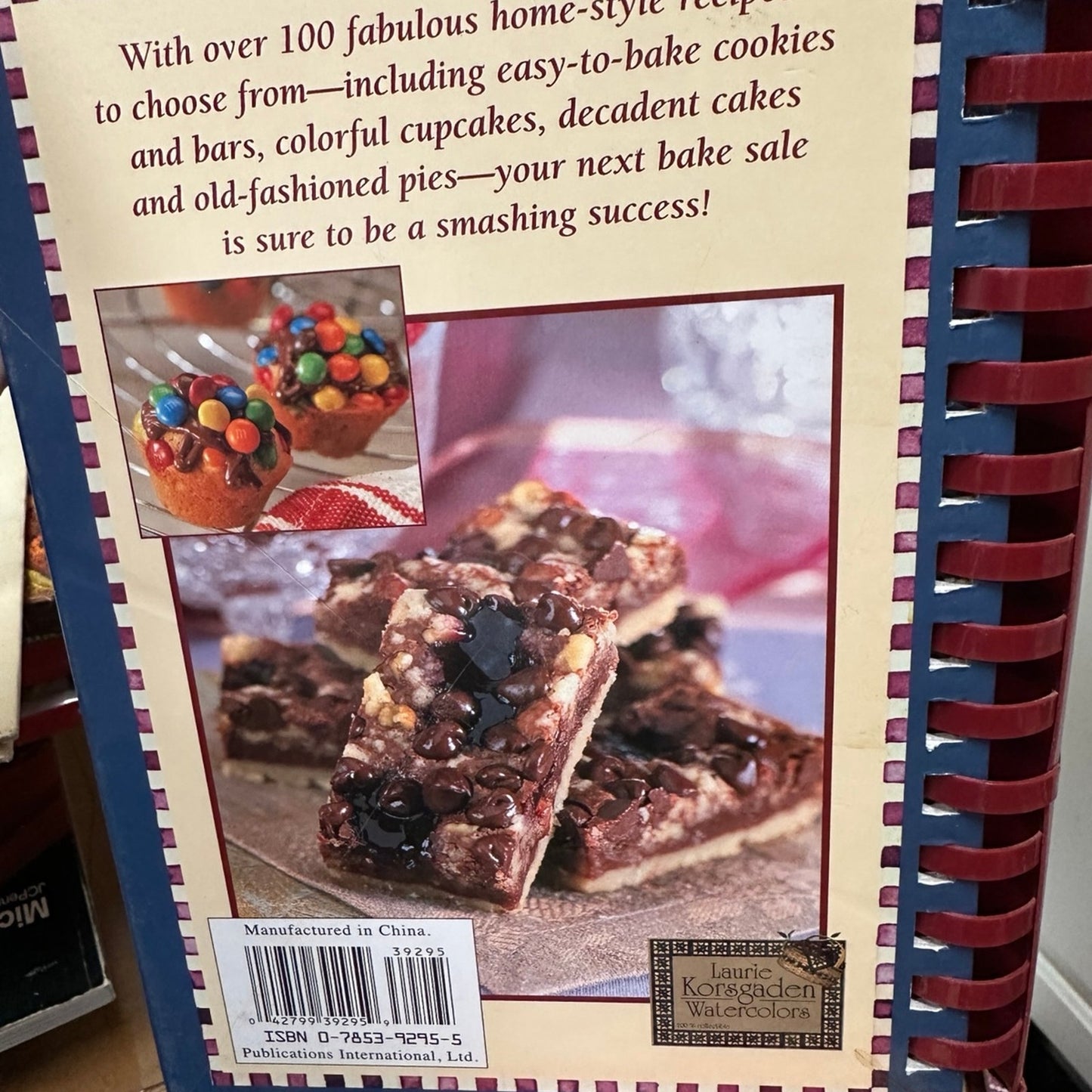 Laurie Korsgaden Watercolors Old-Fashioned Bake Sale Hardcover Spiral Cookbook