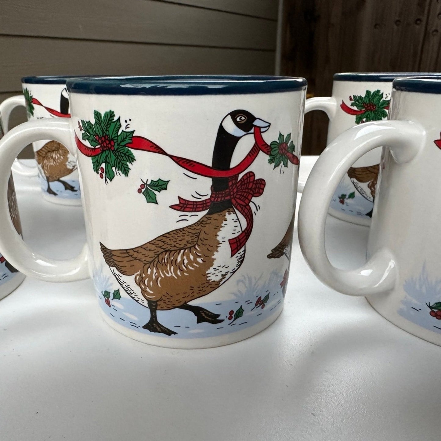 Holiday Mug Potpourri Press Christmas 2 Pc Set Coffee Tea Cup Vintage 1980’s