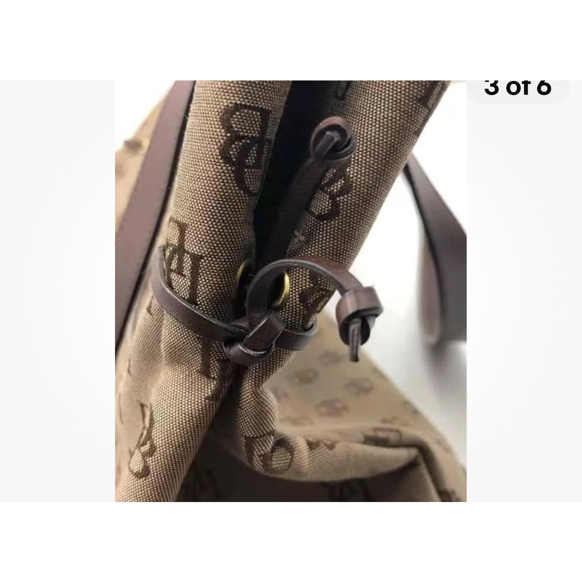Dooney & Bourke Womens Brown Monogram Double Handle Snap Closure Tote Bag