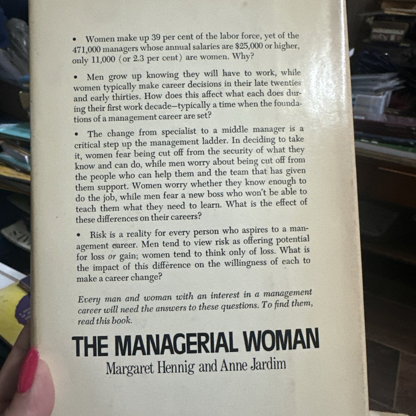 The Managerial Woman hc Margaret Hennig,Anne Jardim 1977 Anchor Press