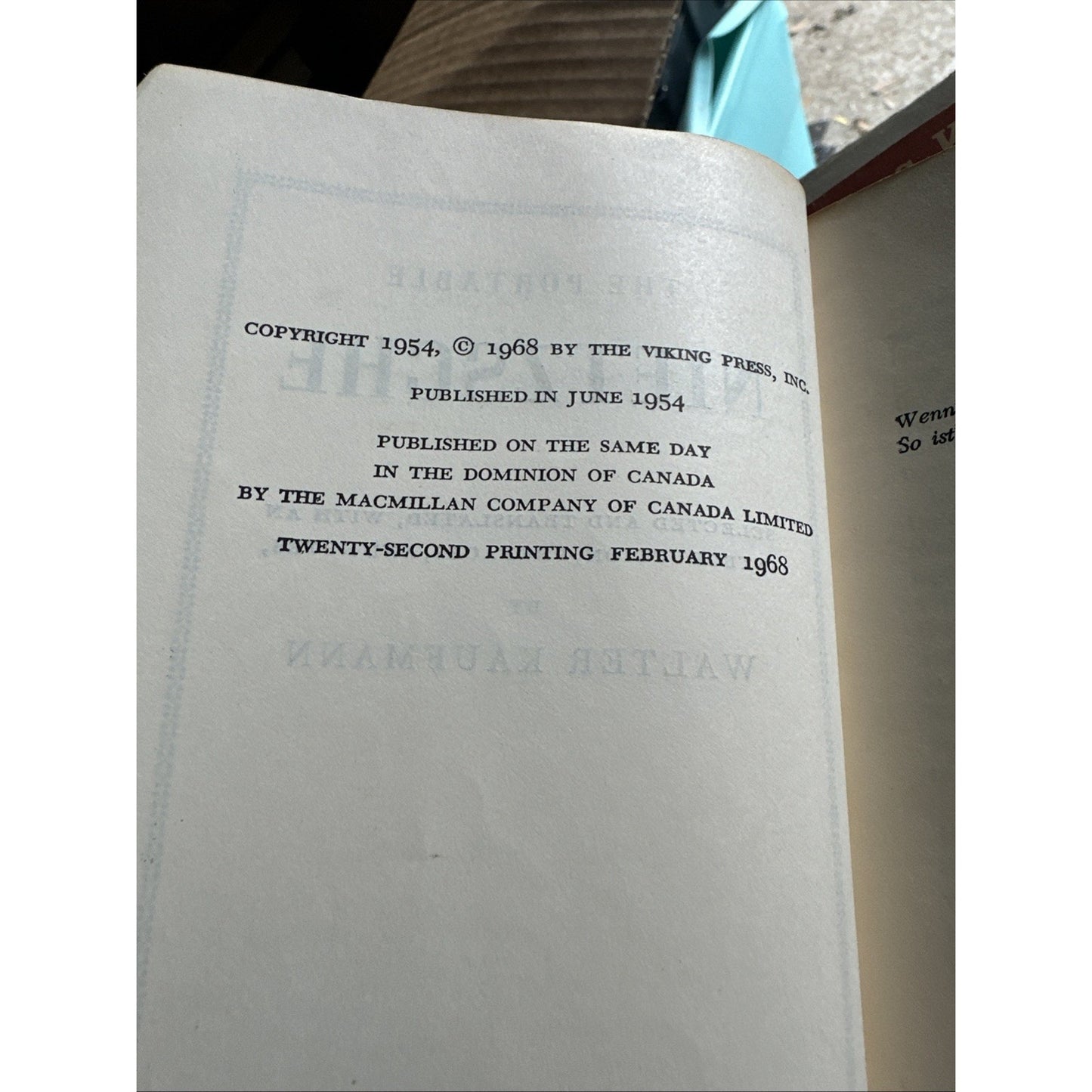 The Portable Nietzsche By Walter Kaufmann, Paperback 1961