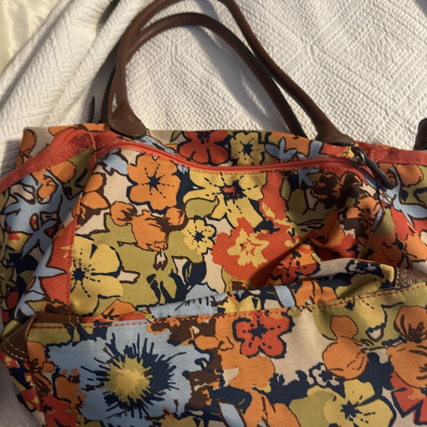 Franco Sarto Floral Spring Shoulder Bag Purse Multicolor Zip Pockets