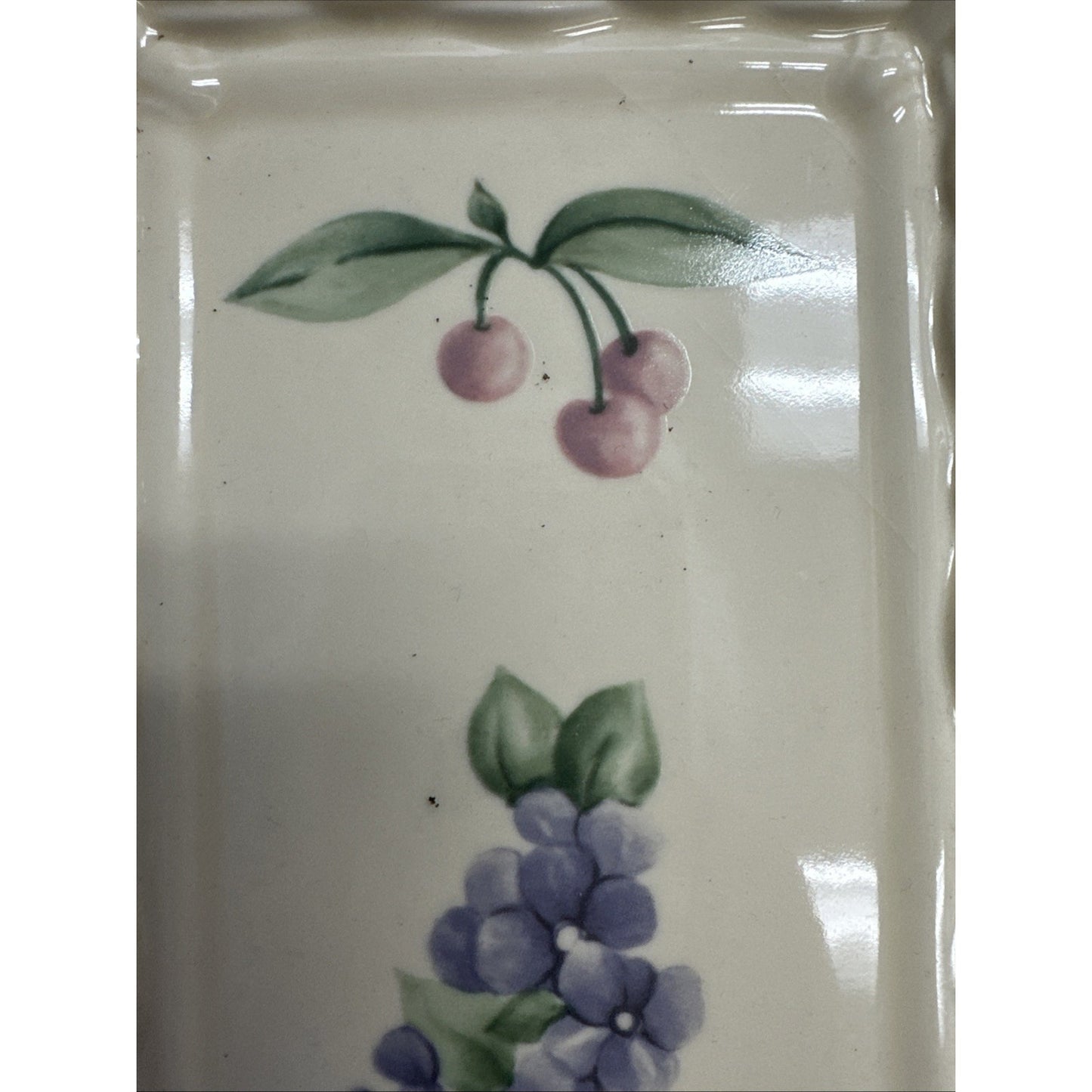 Pfatlzgraff "GARDEN PARTY" serving tray 12 1/4"X6 3/8" cream, green, pink & blue