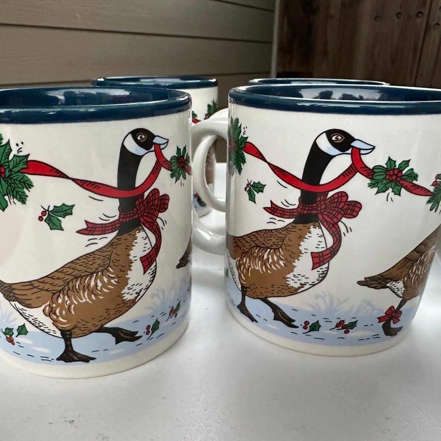 Holiday Mug Potpourri Press Christmas 2 Pc Set Coffee Tea Cup Vintage 1980’s