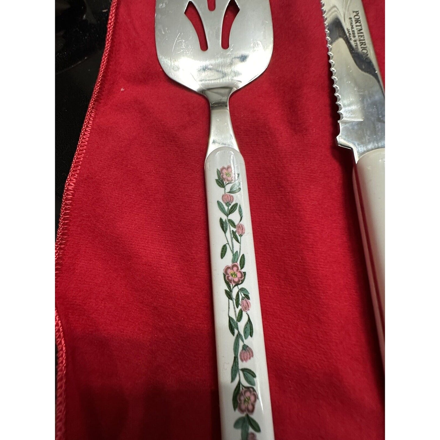 Portmeirion Botanic Garden Stainless Bread Knife & Cheese knife Porcelain Handle