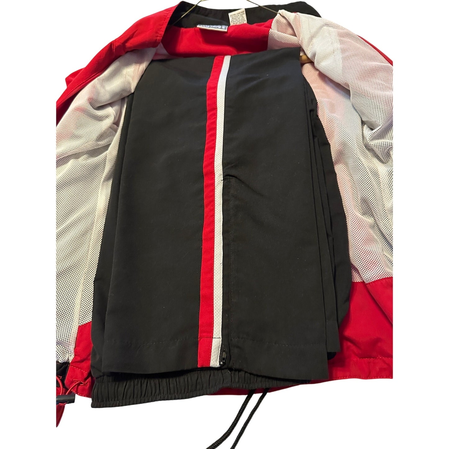 Vintage East West Medium Track Suit Red Black Jacket Pants Windbreaker Jogging