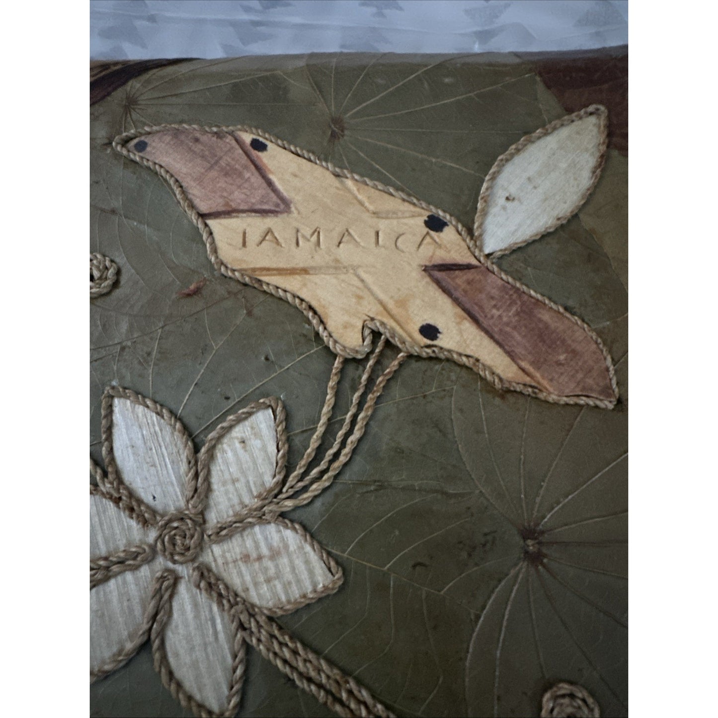 VTG Handmade Banana Leaf Jamaica Photo Album Tiki Wood Scrapbook One Of A Kind