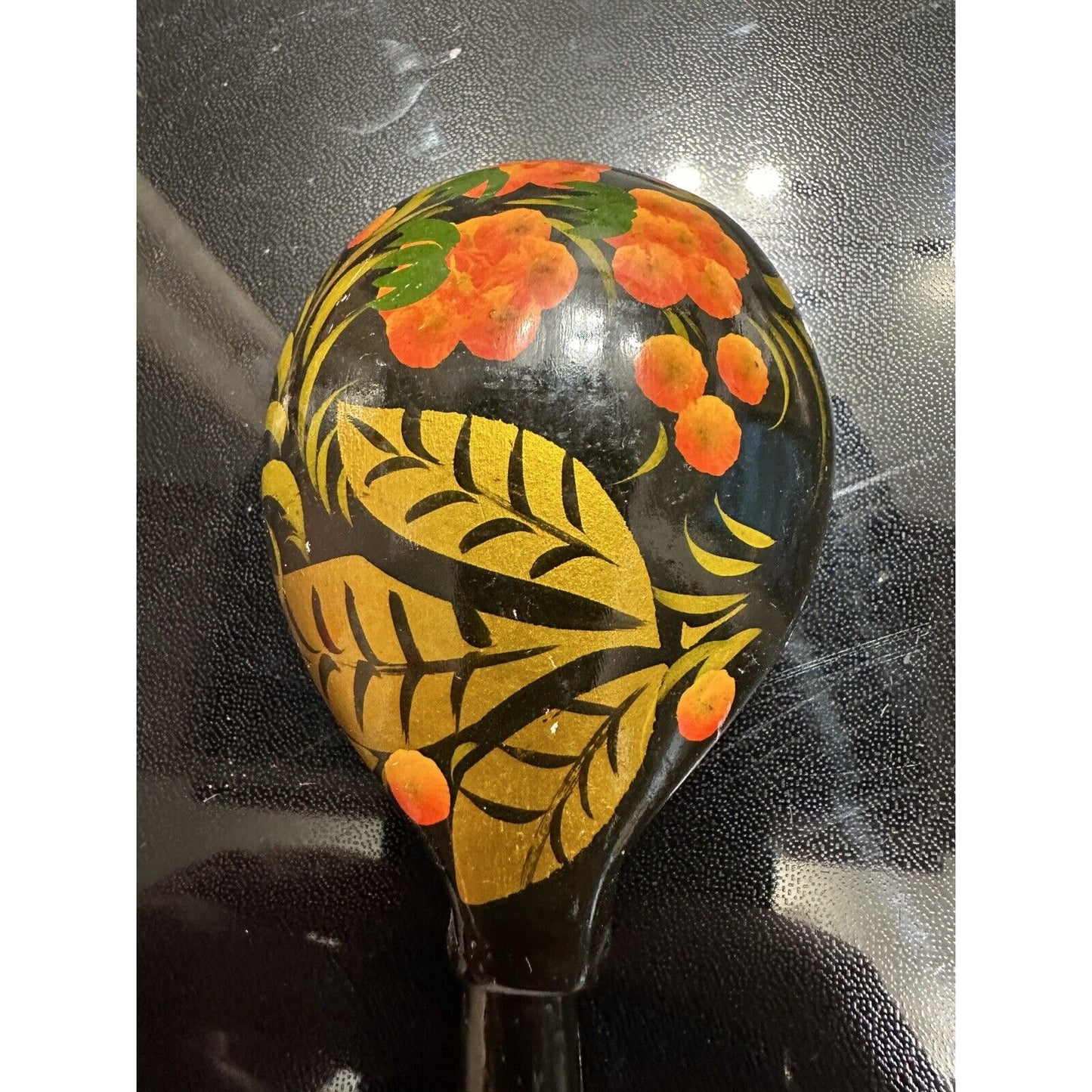 Russian Spoon Wooden Traditional Khokhloma Strawberry Hohloma Artwork 7.5"