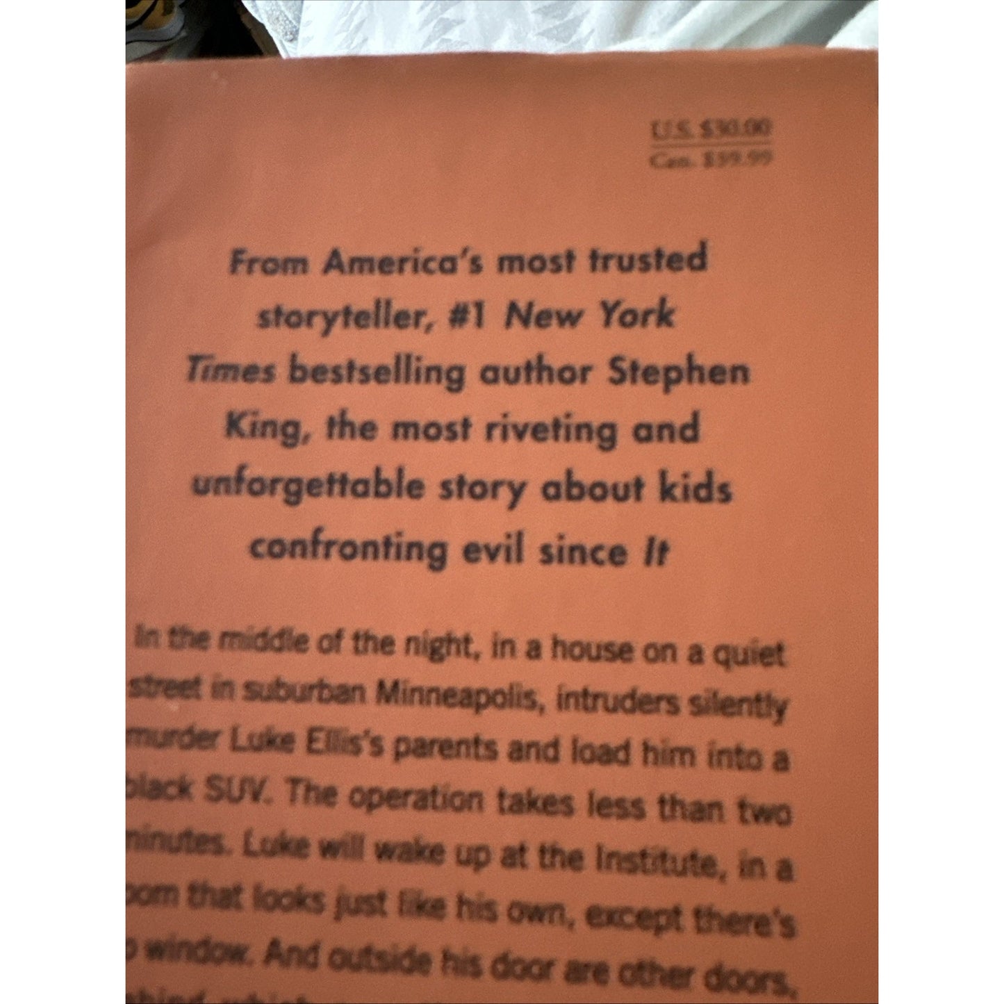 The Institute, By Stephen King, Copyright 2019, Published By Simon & Schuster